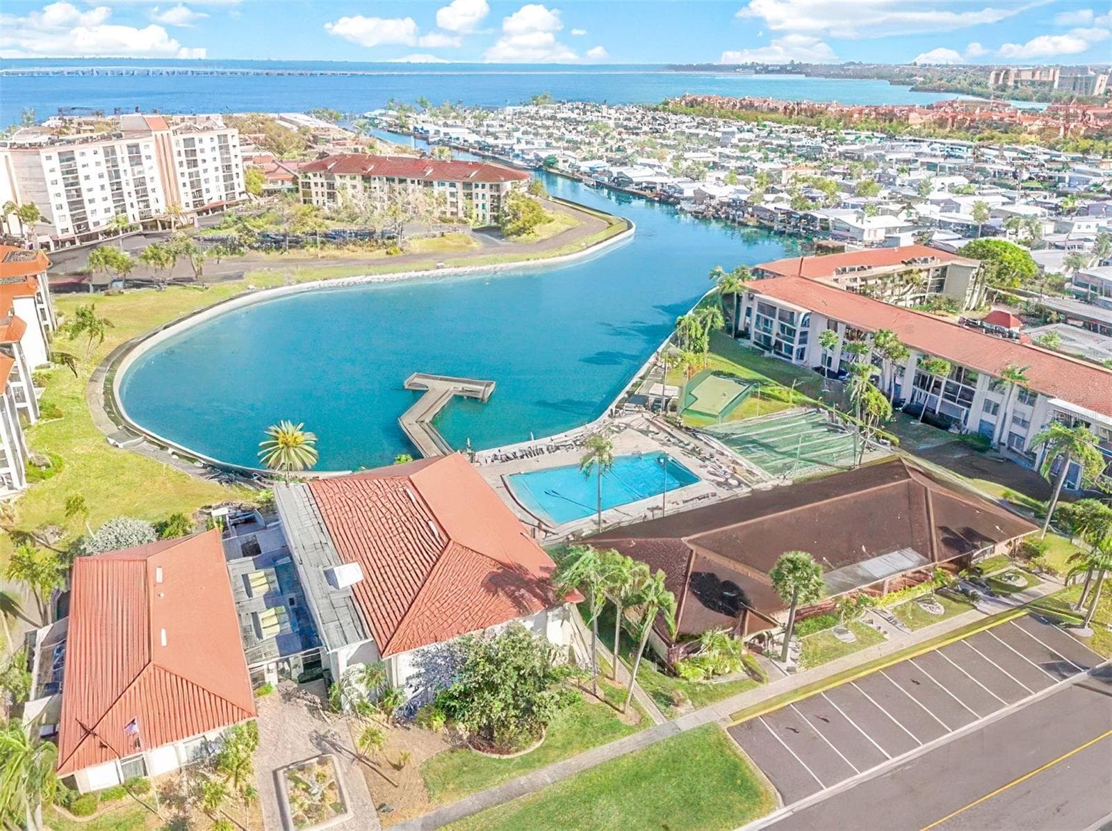 Aerial view of villas and clubhouse - 19029 US HIGHWAY 19 N #21F, CLEARWATER
