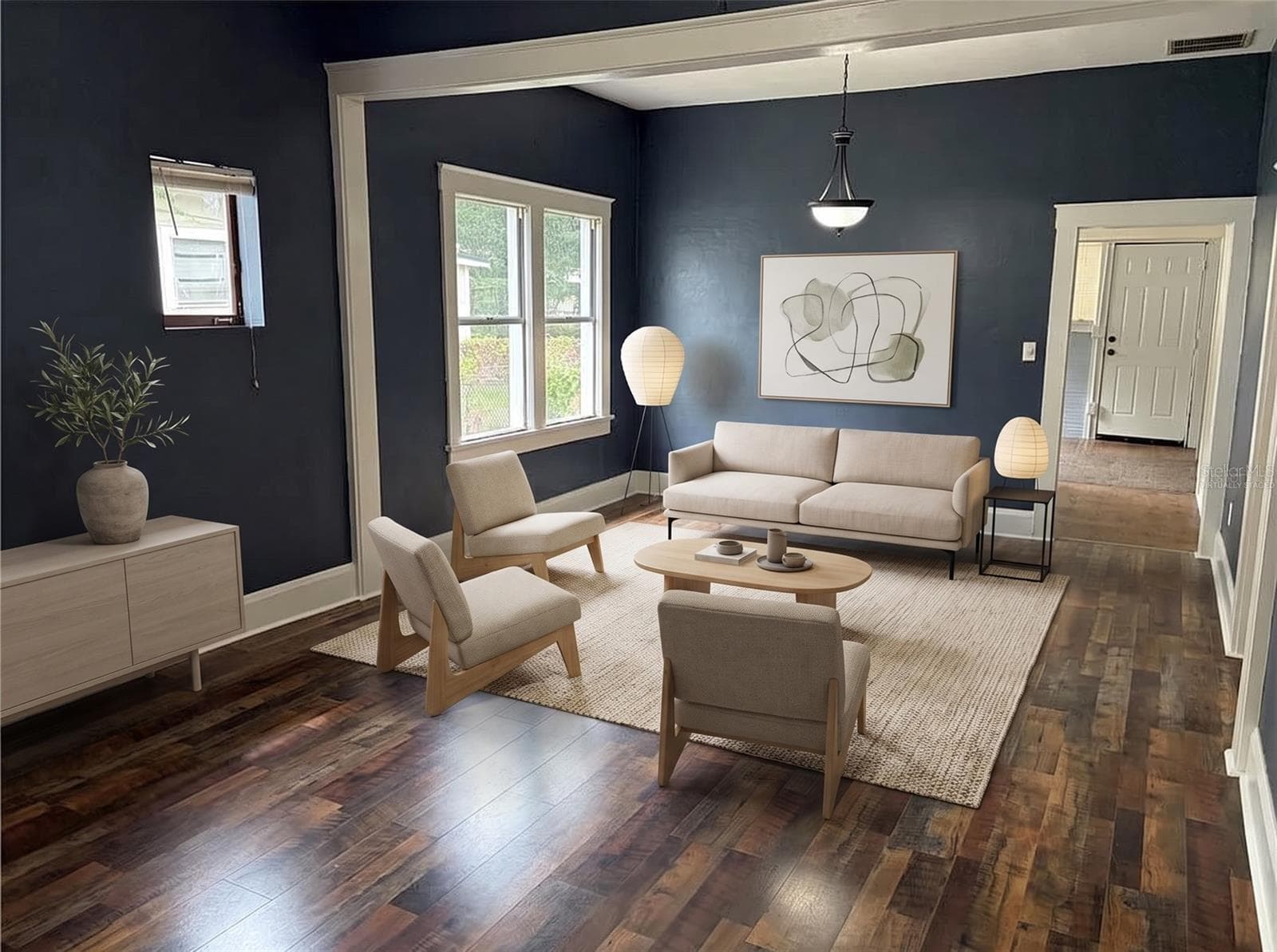 Living room from front of house "Virtually staged" - 1199 KING AVE, LAKELAND