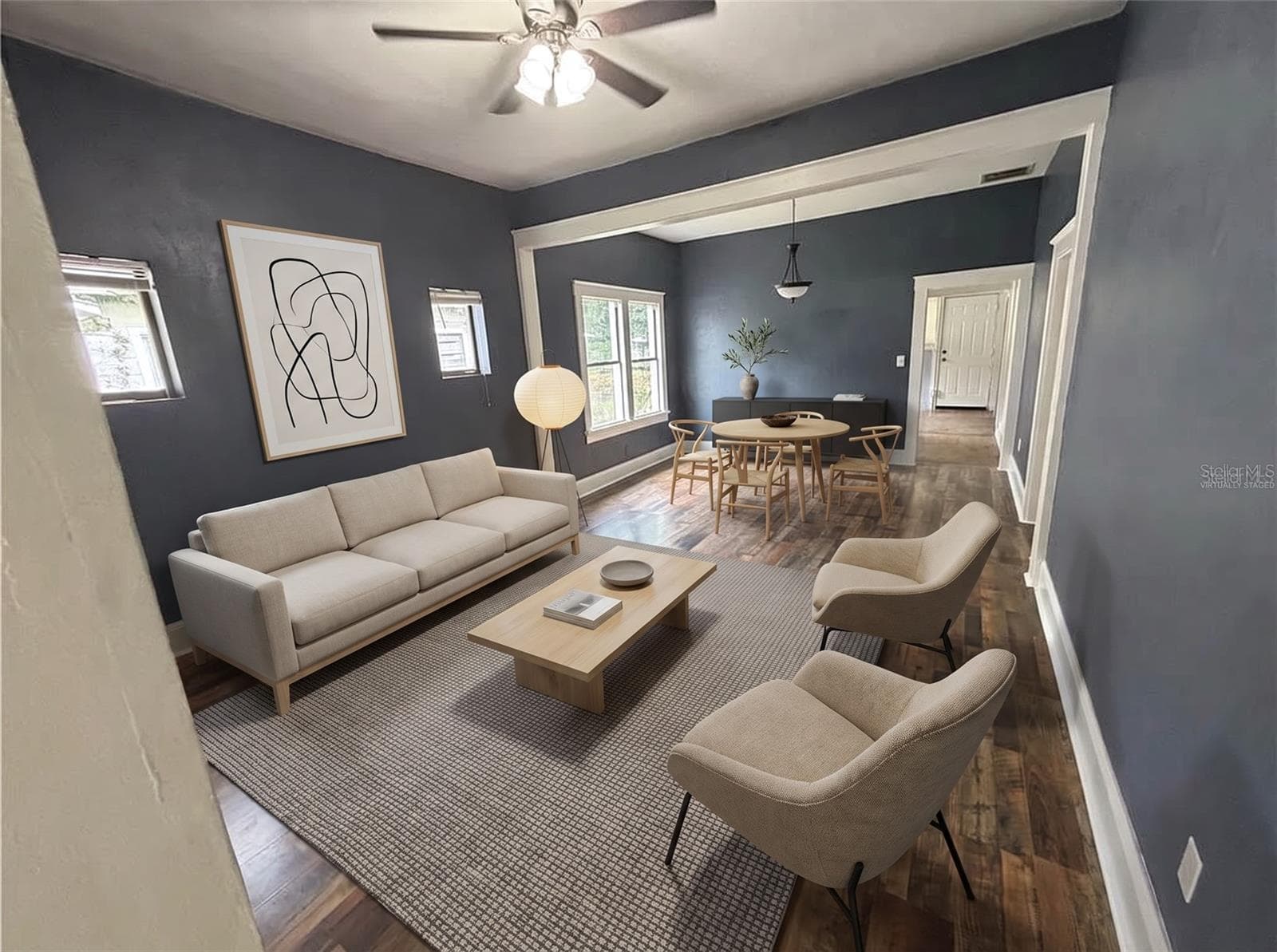 Living/dining room looking toward rear of house "Virtually staged" - 1199 KING AVE, LAKELAND