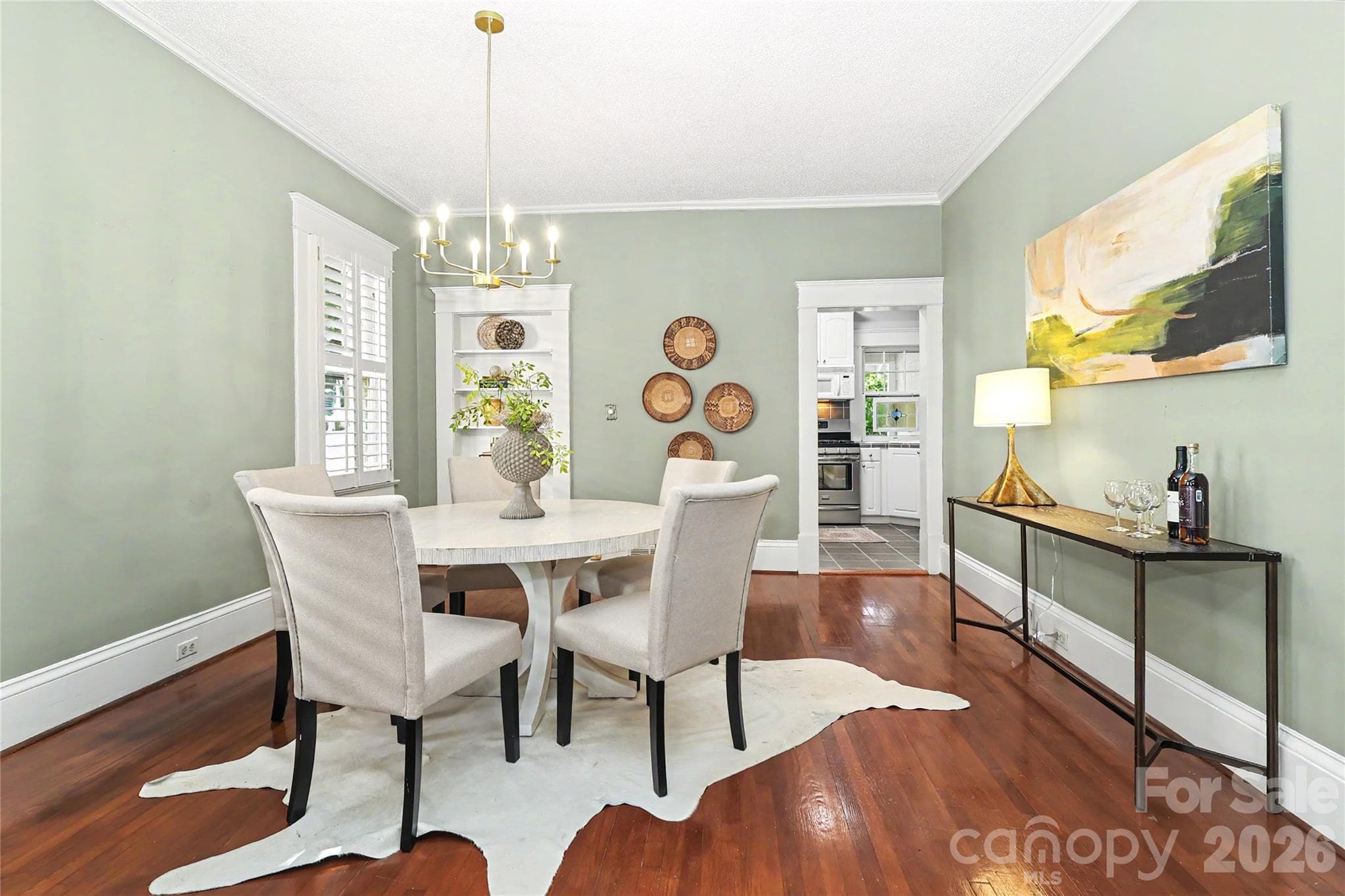 Beautiful formal dining room with original built in cabinet - 1933 Park Road, Charlotte