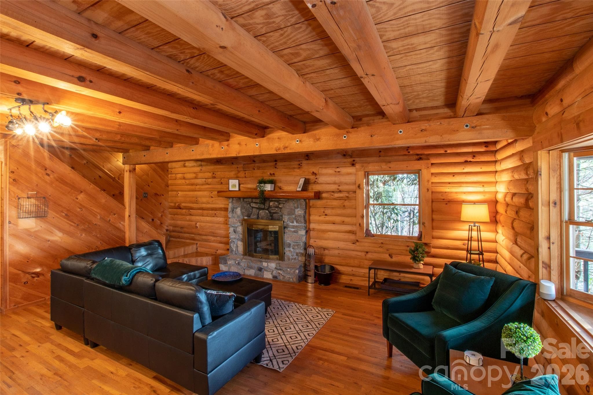 Main Living Area with Fireplace - 2311 Old Mountain Road, Mars Hill