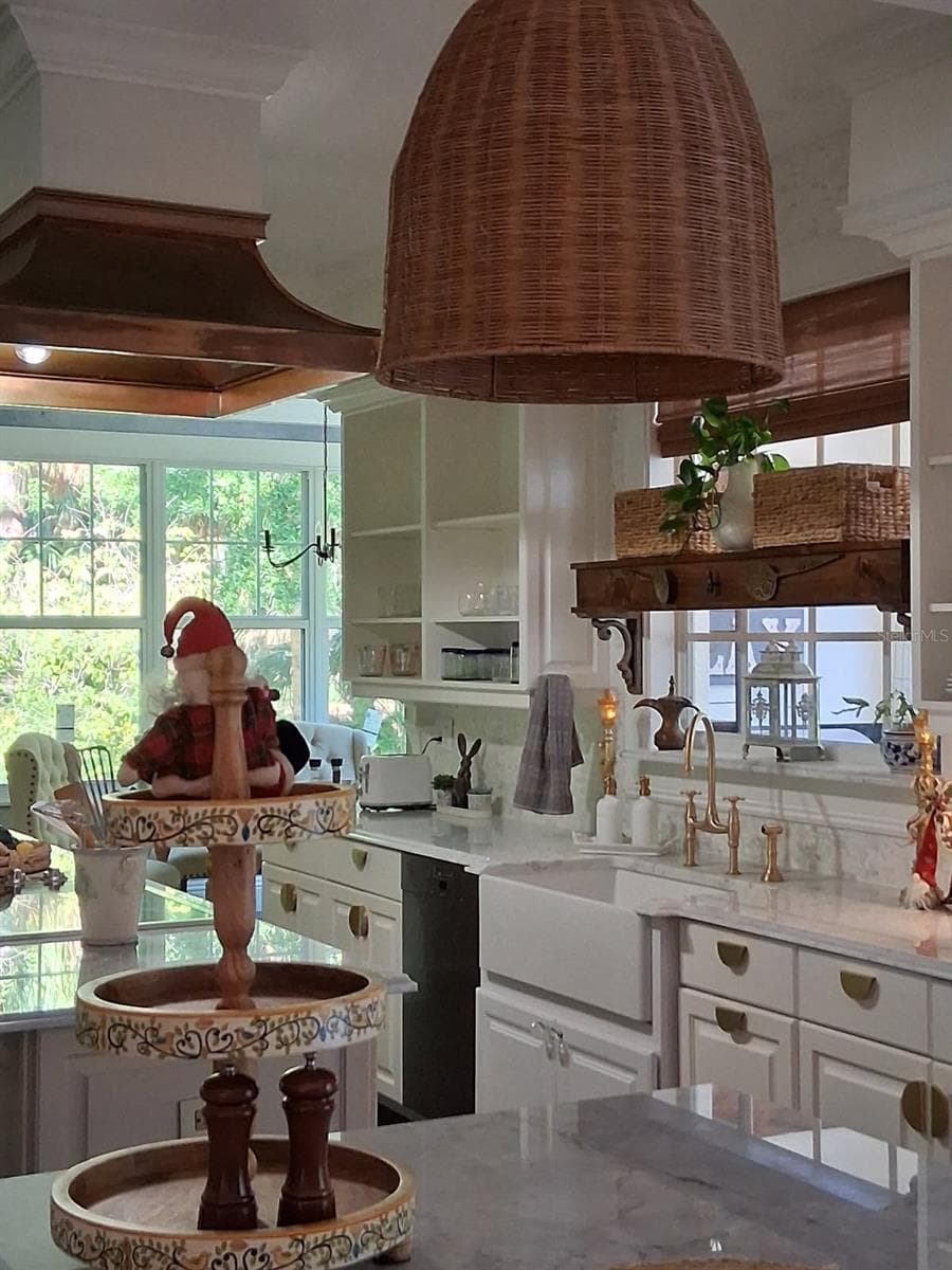 Kitchen adjacent to Breakfast room with New Impact Windows. Charming Chef;s kitchen with beautiful custom elegant design. - 3171 DICK WILSON DR, SARASOTA
