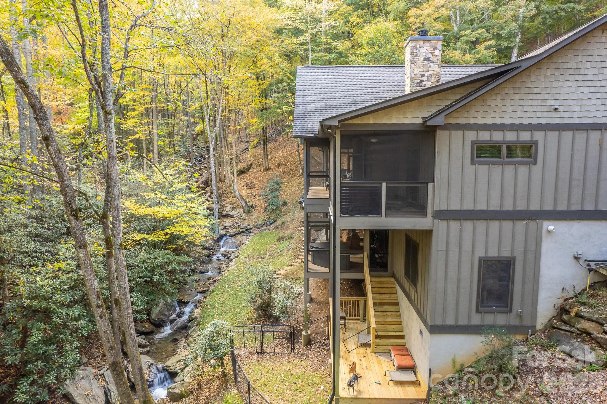 Enjoy your own creek with 24/7 relaxing water sounds. - 350 Celo Cove Drive, Burnsville