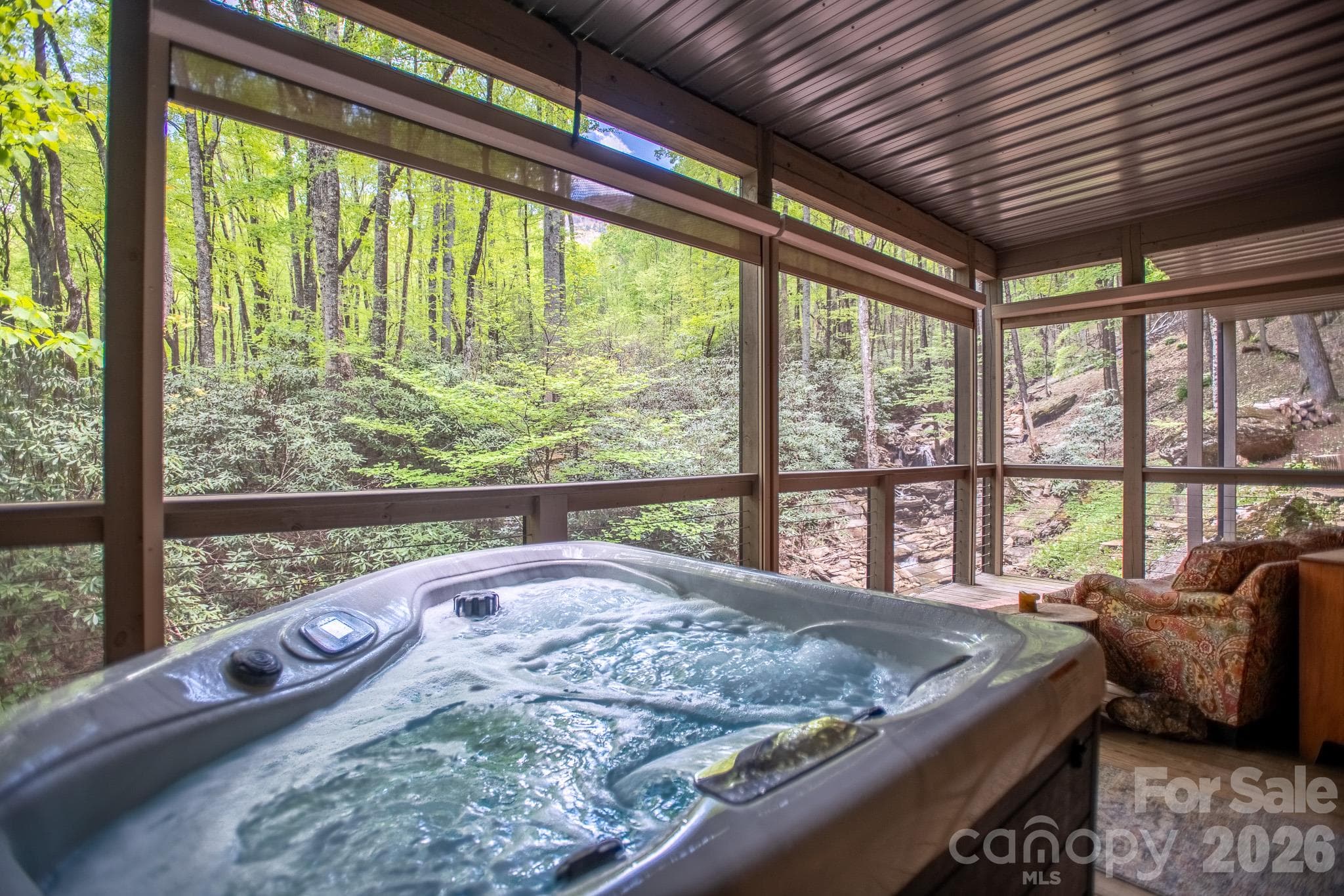 Hot Tub in lower screened porch - 350 Celo Cove Drive, Burnsville