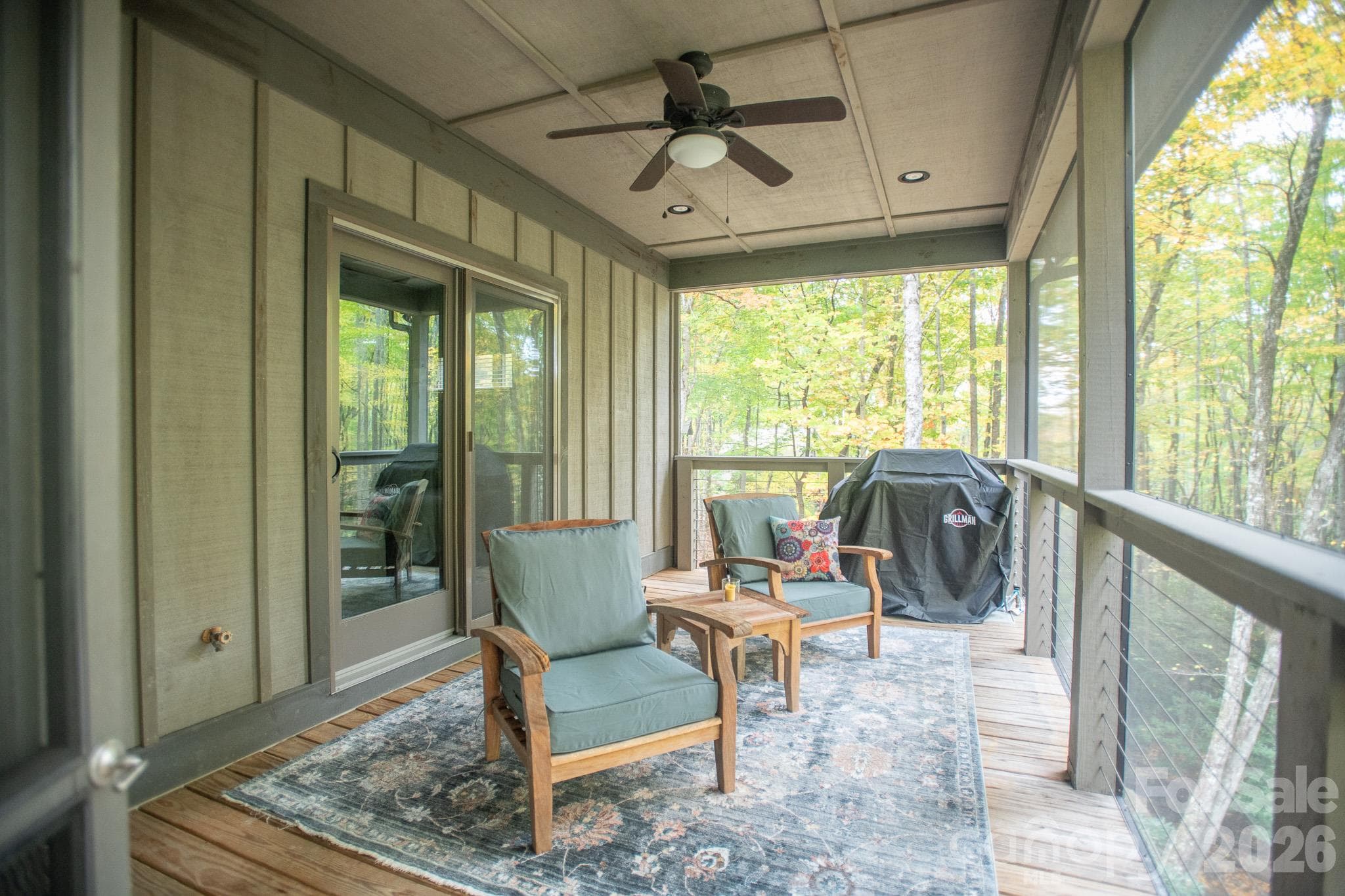 Guest Bedroom section of upper screened porch - 350 Celo Cove Drive, Burnsville