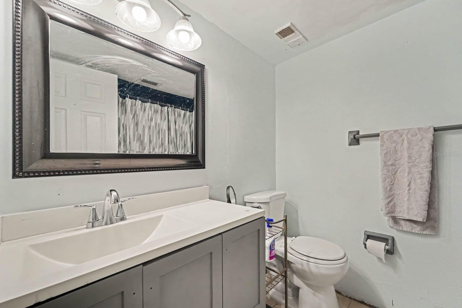 Full Bathroom with Dual Sink Vanity, Framed Mirror & Updated Fixtures - 1055 ENCOURTE GREEN, APOPKA
