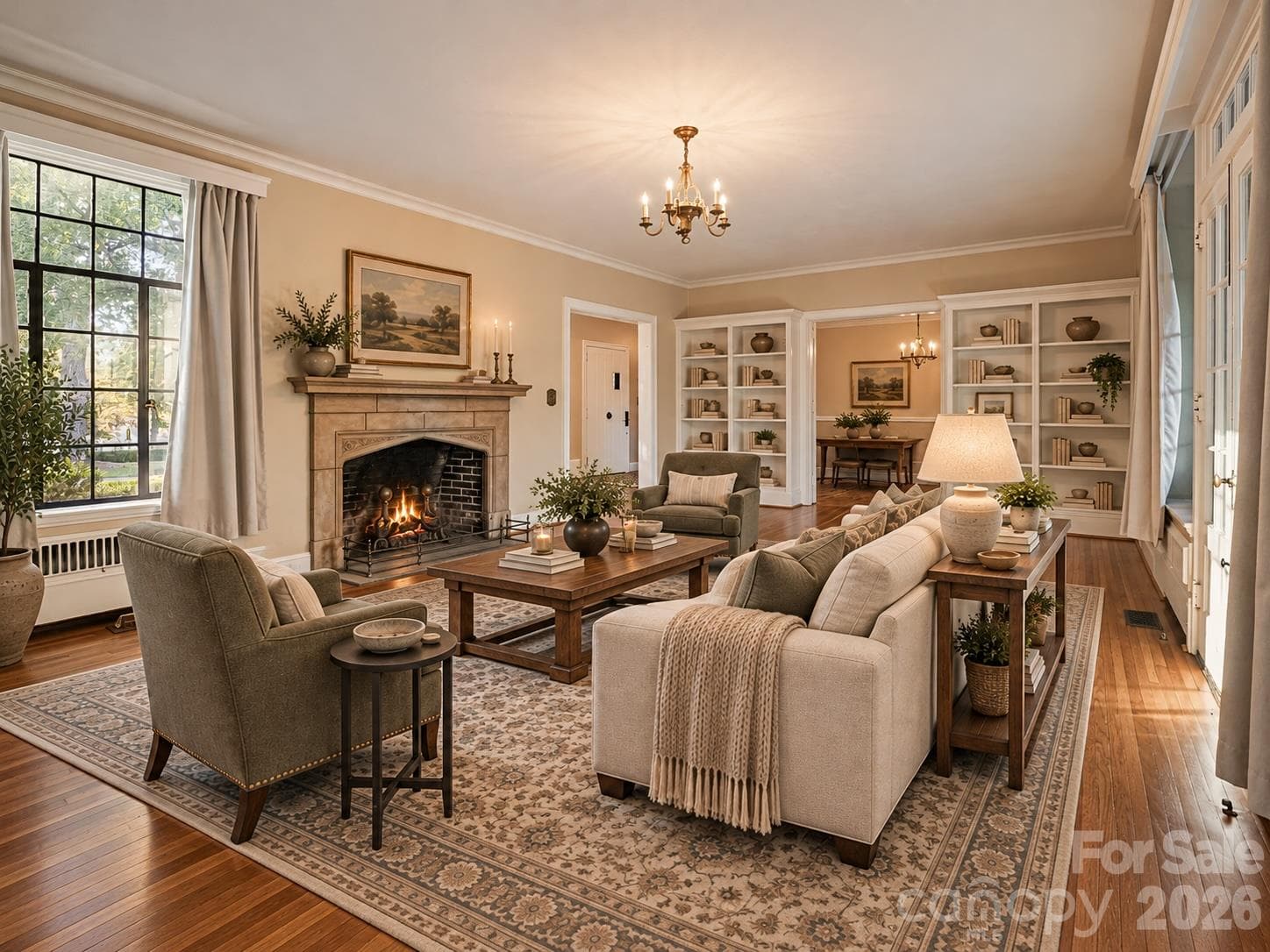 Staged living room - 1220 N Piedmont Avenue, Kings Mountain