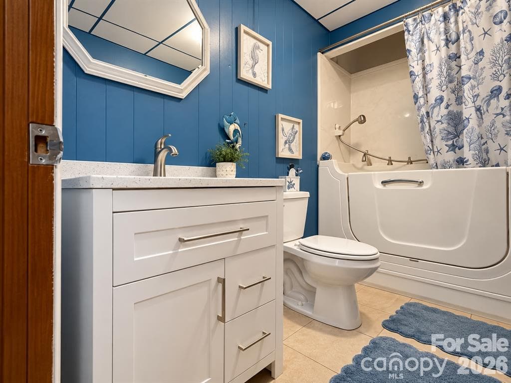 lower level full bathroom w/ new vanity - 92 Greenwood Acres Drive, Mills River