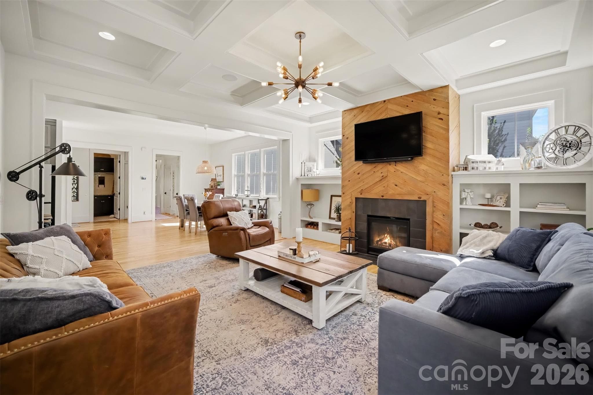 Living room with lots of windows and built-ins - 206 June Bug Lane, Fort Mill