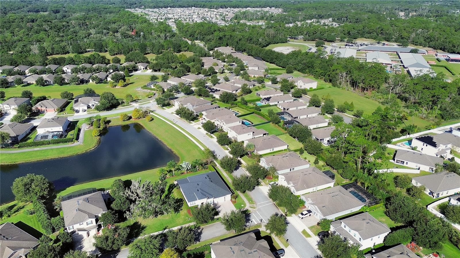 Aerial showing Elementary school with yellow pentagon - 126 MYRTLEBERRY LN, DELAND