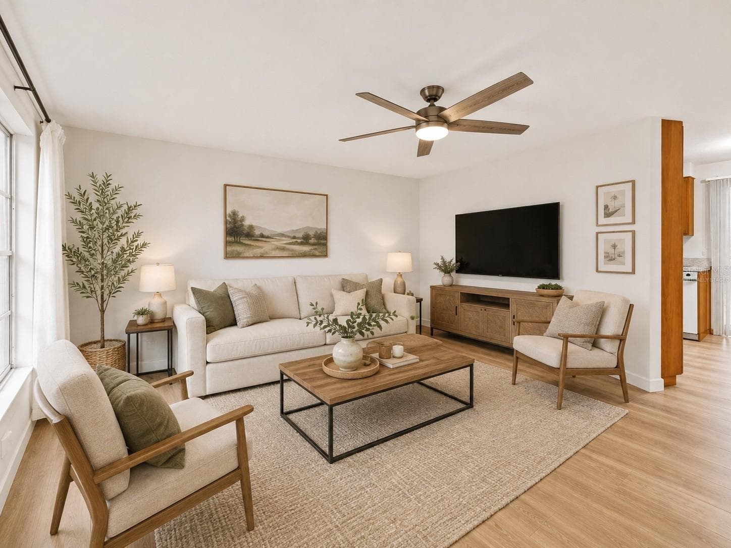 virtually staged living room - 5202 19TH ST W, BRADENTON