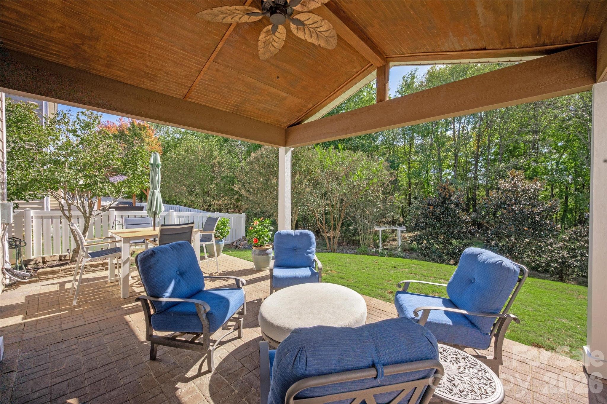 Covered porch with ceiling fan - 6107 Cactus Valley Road, Charlotte