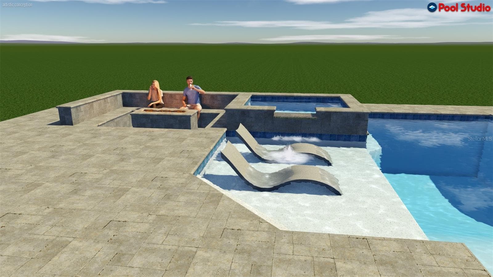 Pool area rendering - 5890 SW 124TH WAY, ARCHER