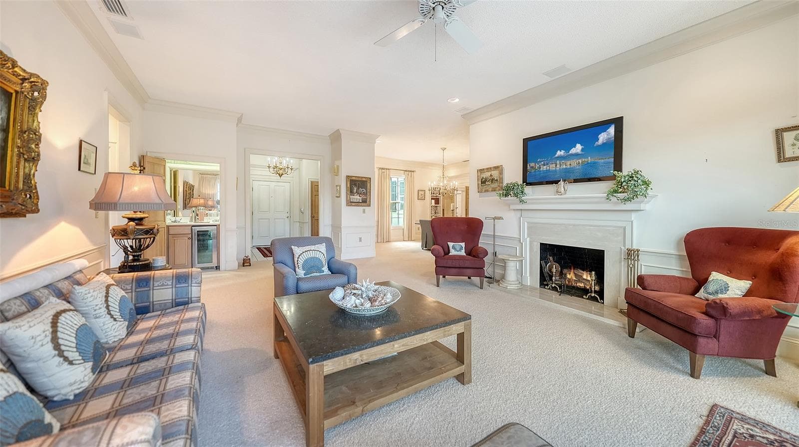 Spacious Living Room w/Wood-Burning Fireplace - 227 SAINT JAMES PARK, OSPREY