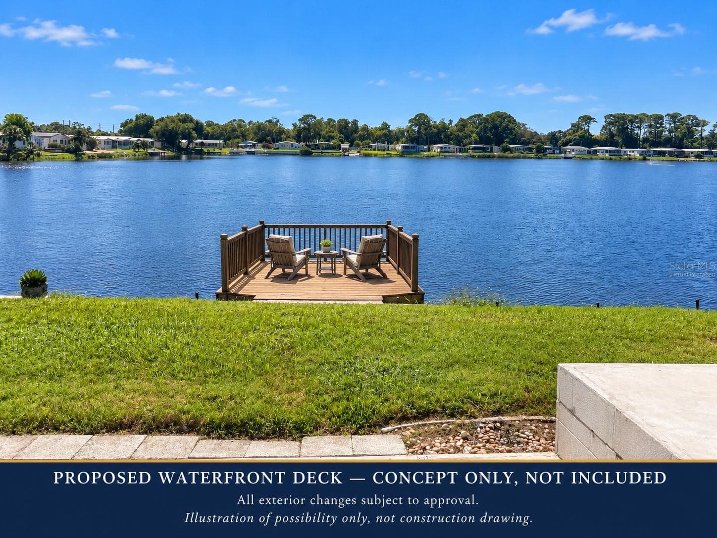 Concept for sitting deck over water virtually staged - 808 53RD AVE E #35, BRADENTON