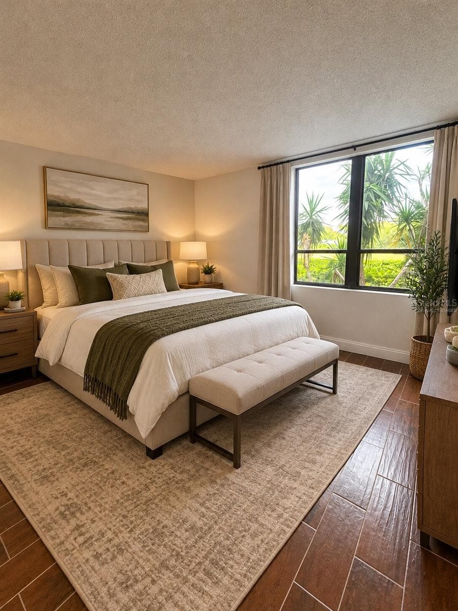 Virtually Staged Primary Bedroom - 2617 COVE CAY DR #107, CLEARWATER