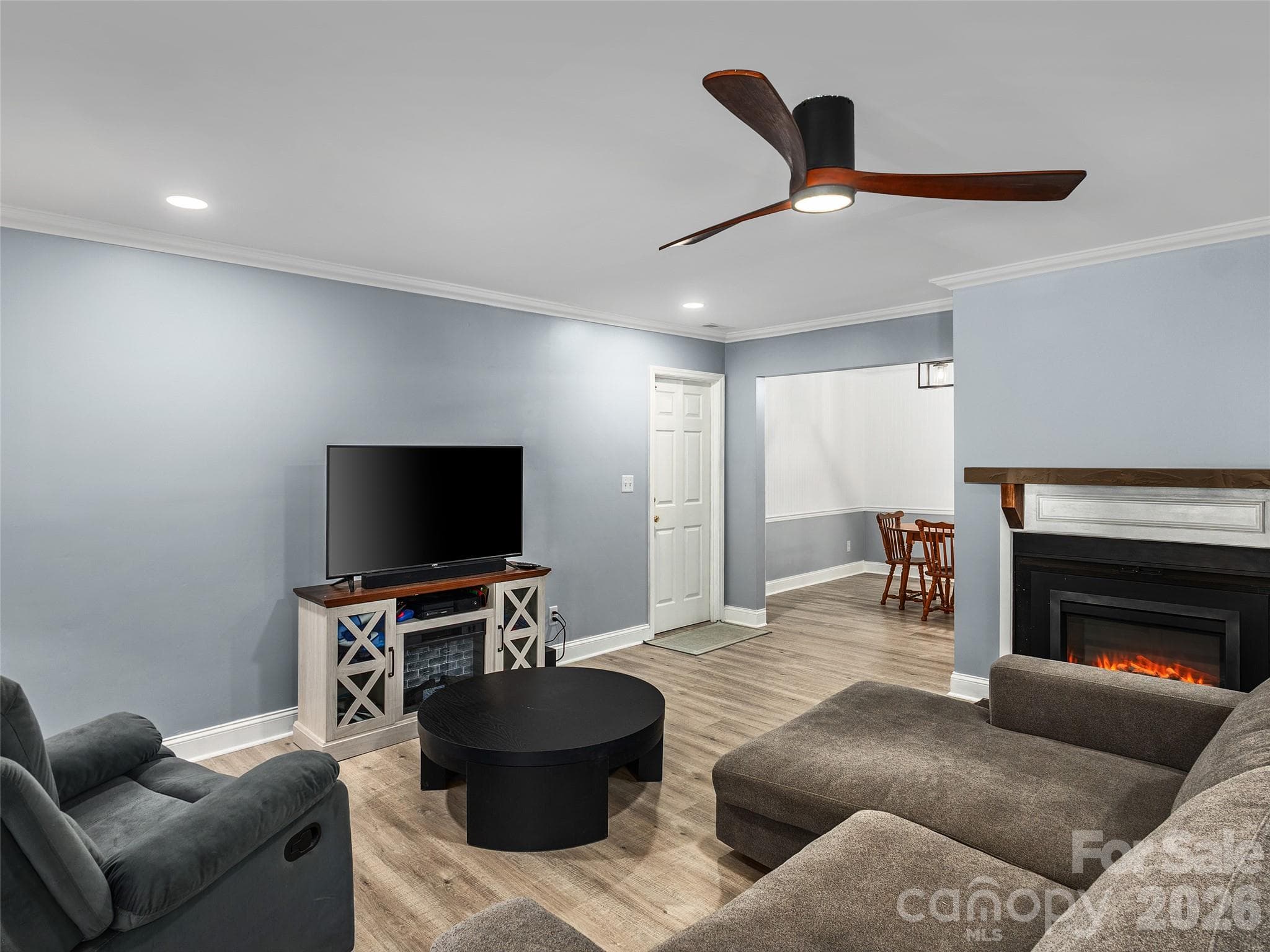 Spacious living room with fireplace - 110 Shelly Drive, Hendersonville