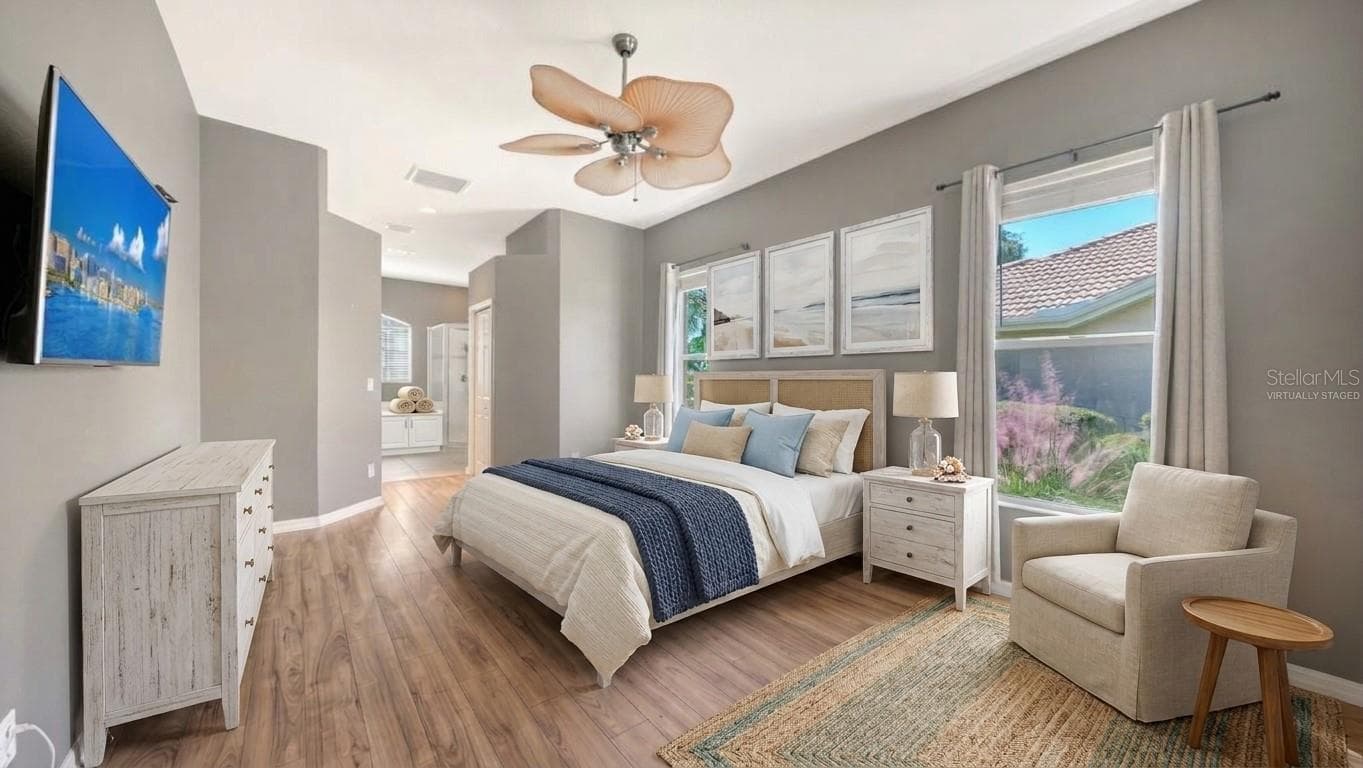 Primary bedroom virtually staged for illustration - 819 GOLDEN POND CT, OSPREY