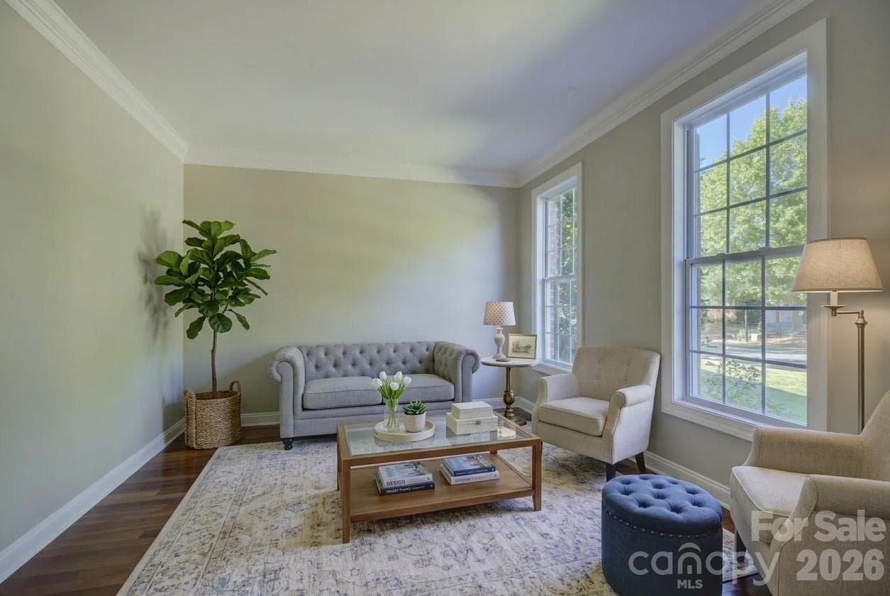 Virtually staged formal living room - 13700 Glen Abbey Drive, Charlotte