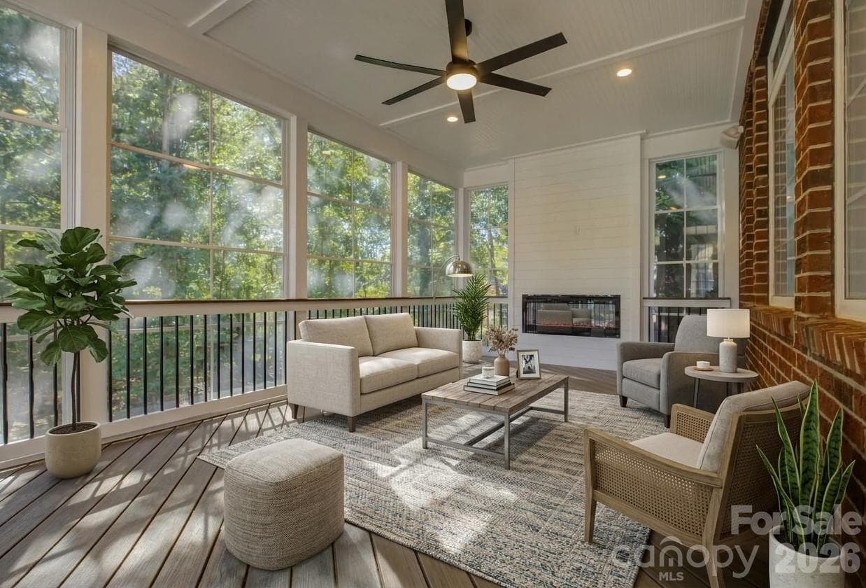 Virtually staged sunroom - 13700 Glen Abbey Drive, Charlotte