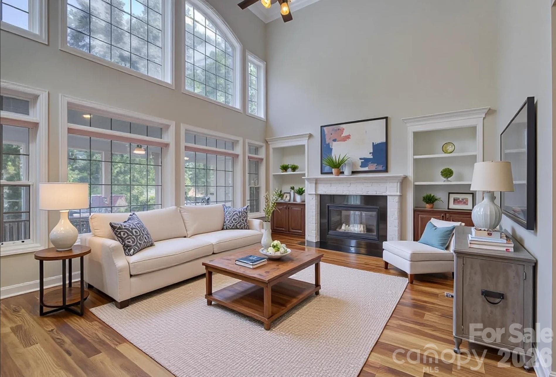 Virtually staged living room - 13700 Glen Abbey Drive, Charlotte