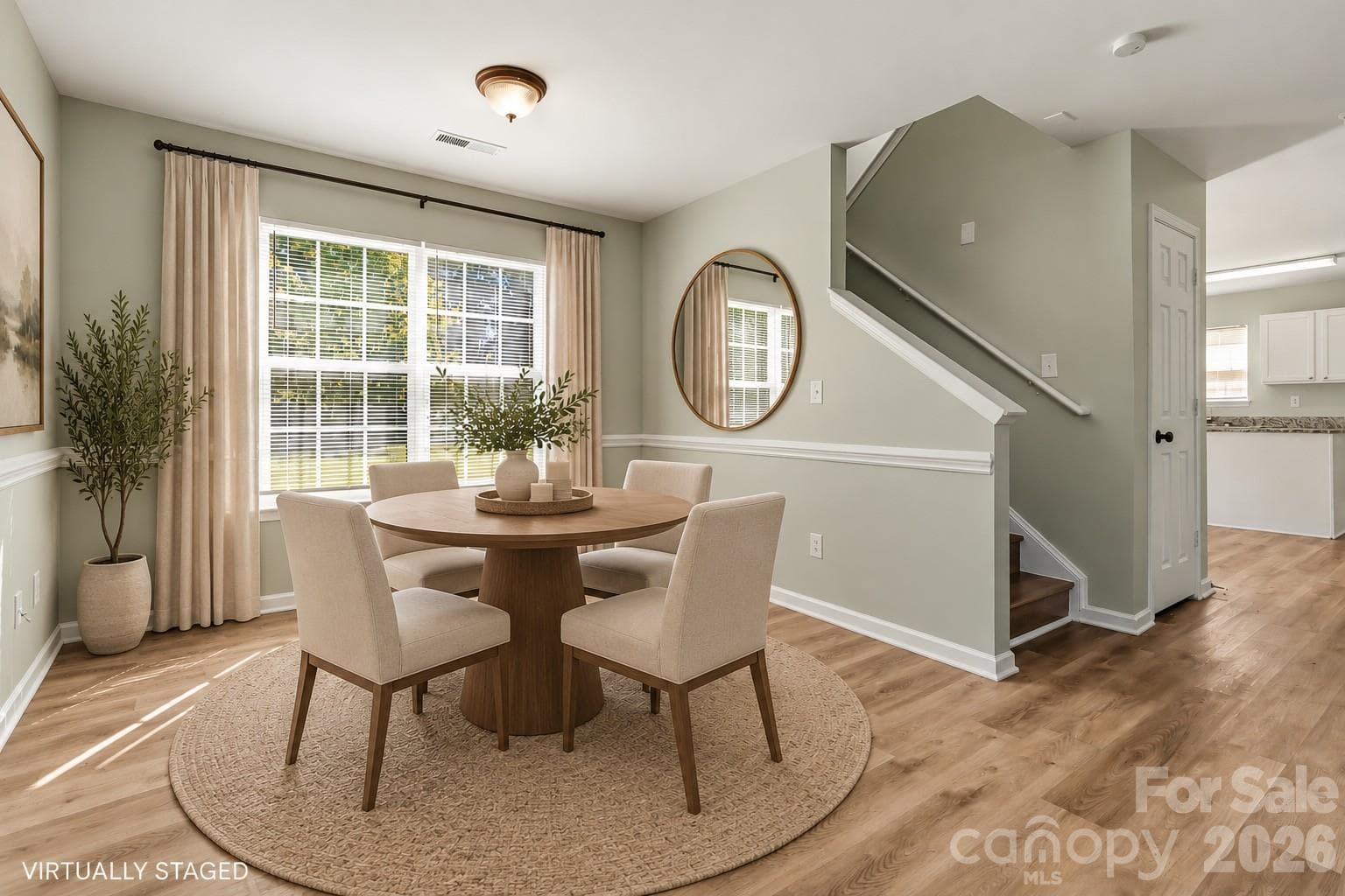 Virtually Staged Dining Area - 6014 Brookfield Pointe Drive, Charlotte