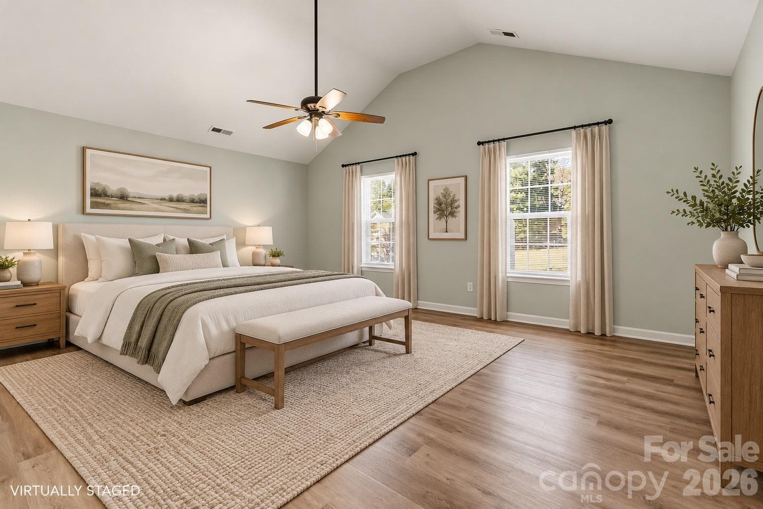 Virtually Staged Primary Bedroom - 6014 Brookfield Pointe Drive, Charlotte