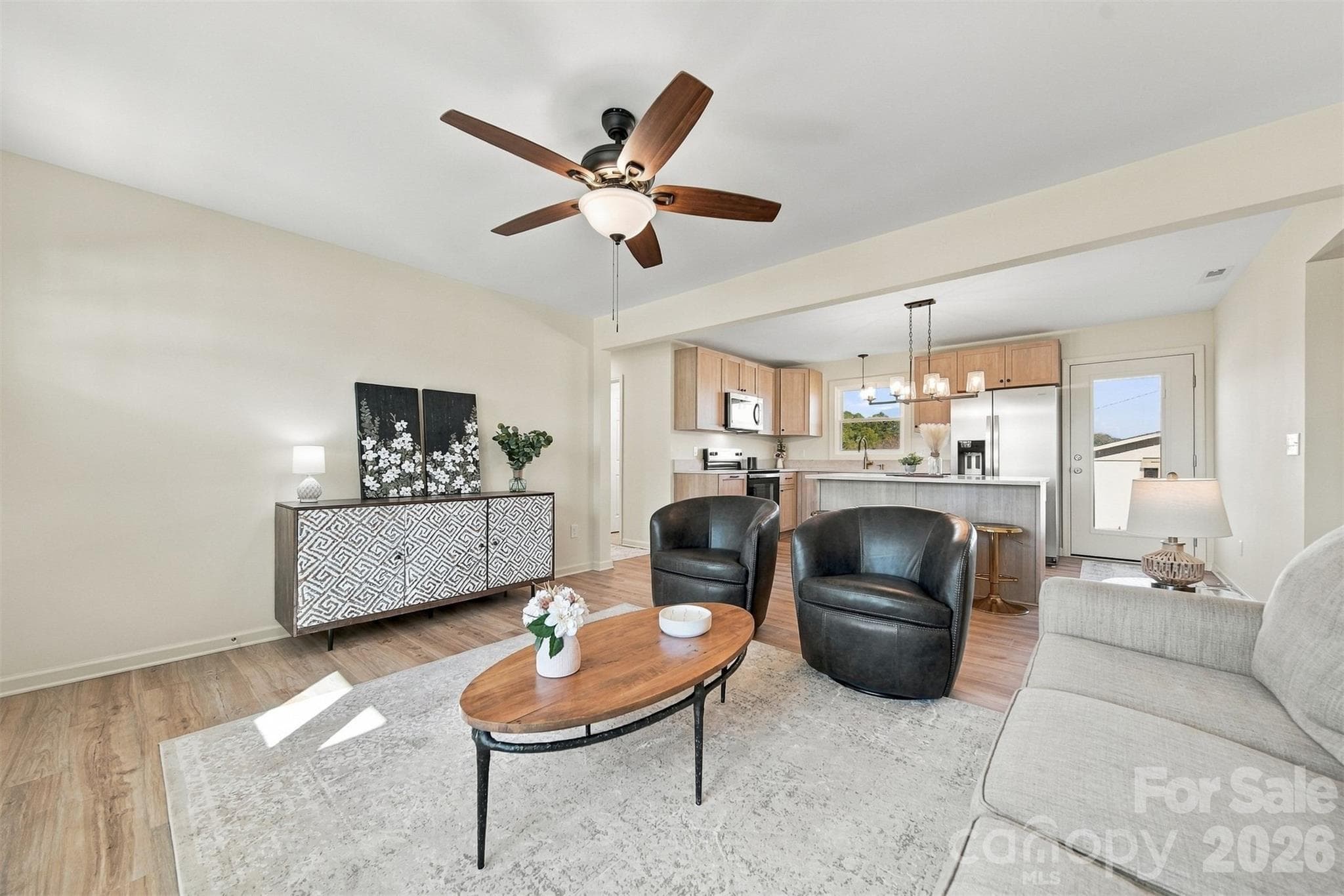 Open kitchen and living area. - 4176 Grace Chapel Road, Granite Falls