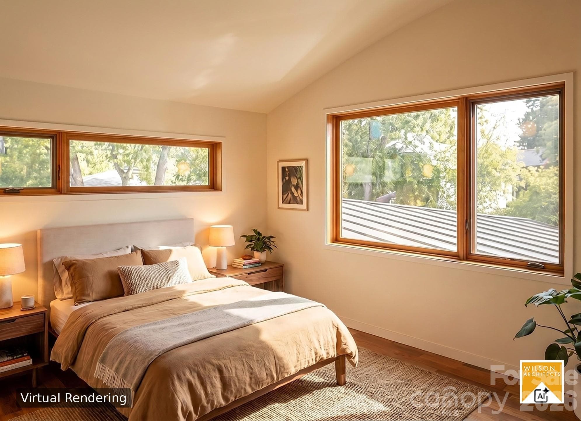Upper level bedroom. Virtual Rendering by Wilson Architects. - 31 Trade Street, Asheville