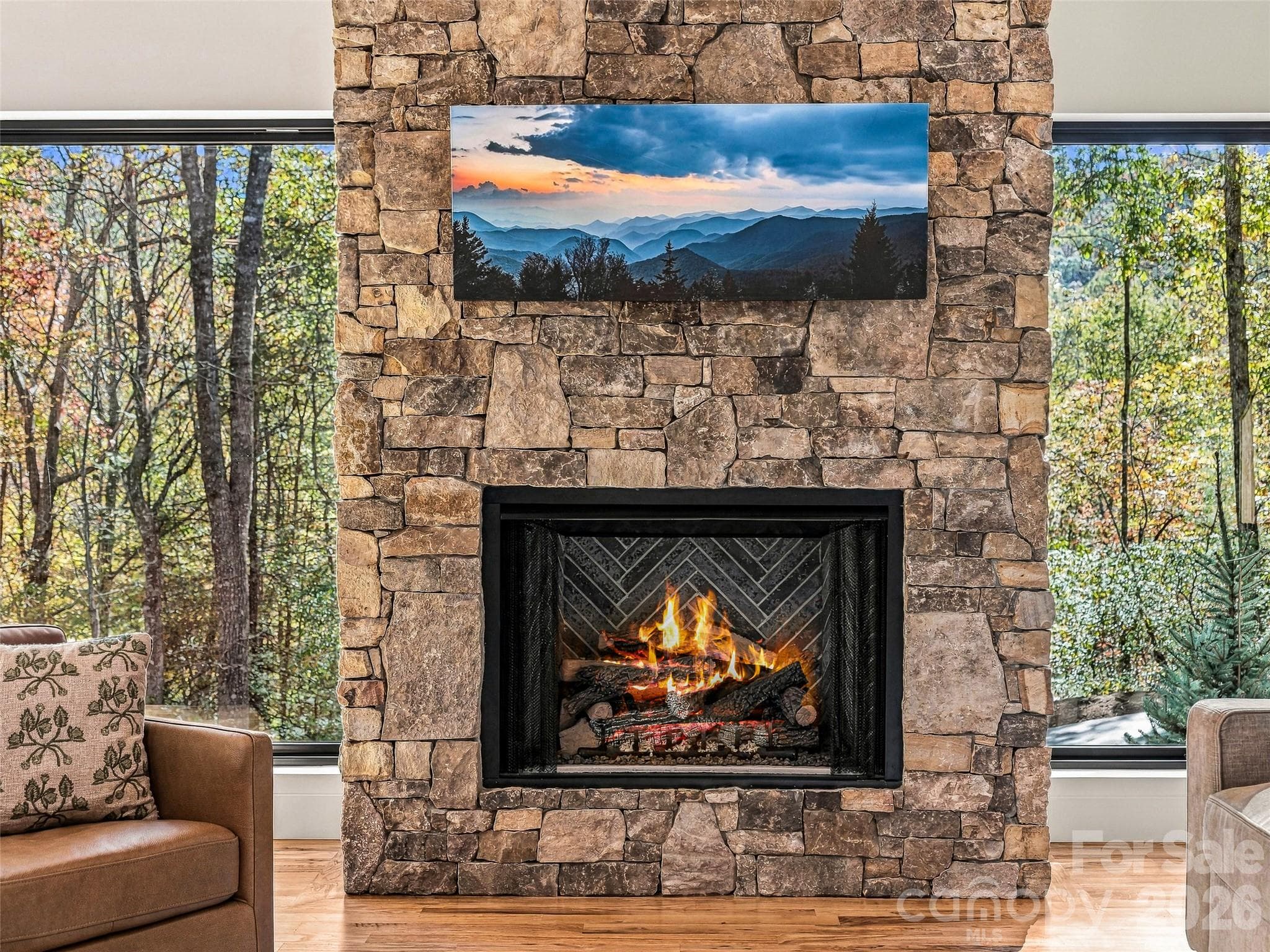 Gas Logs Fireplace - 384 Green Hollow Lane, Brevard