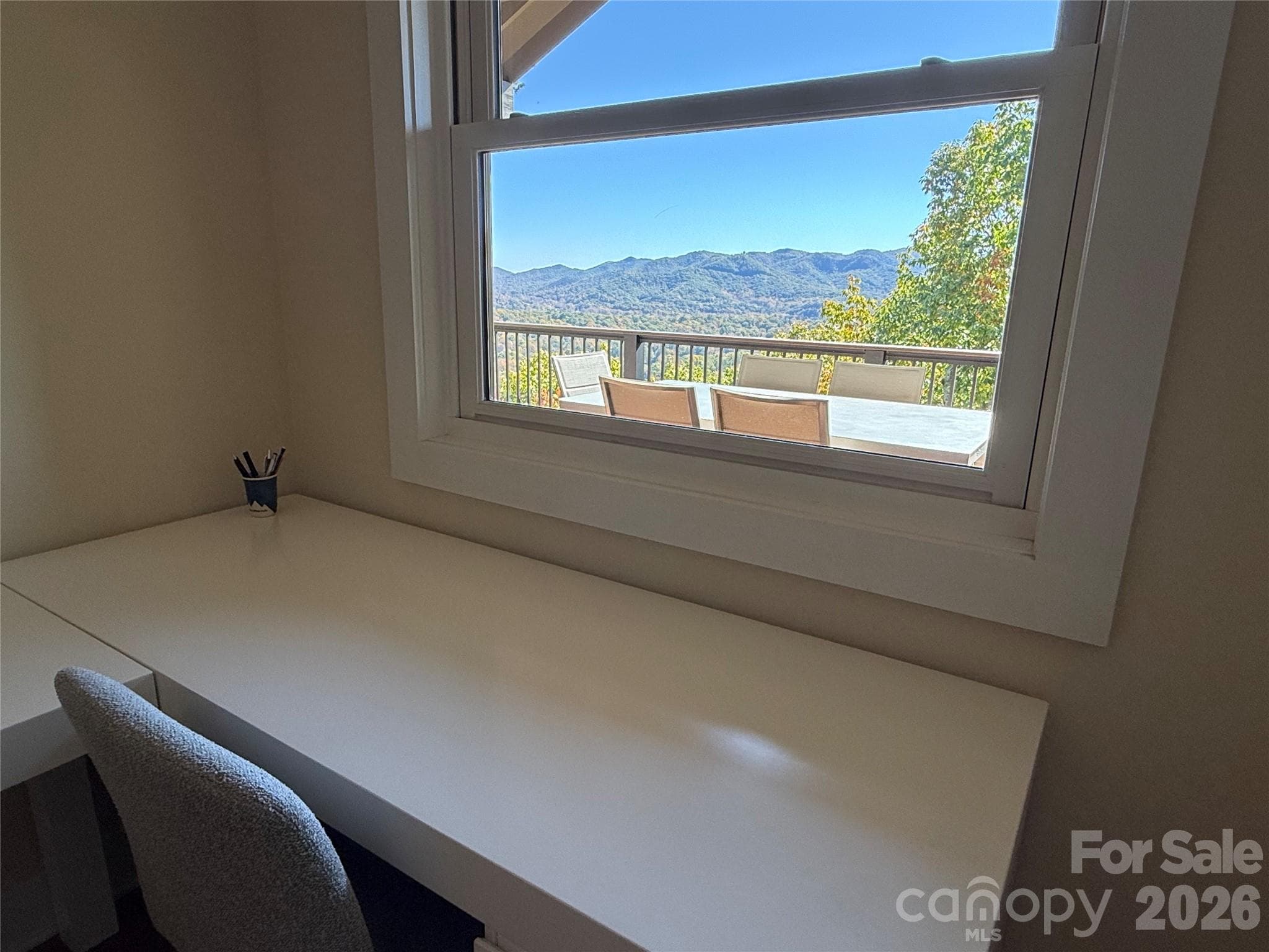 Main level office with long range mountain views. - 351 Chapel Road, Black Mountain