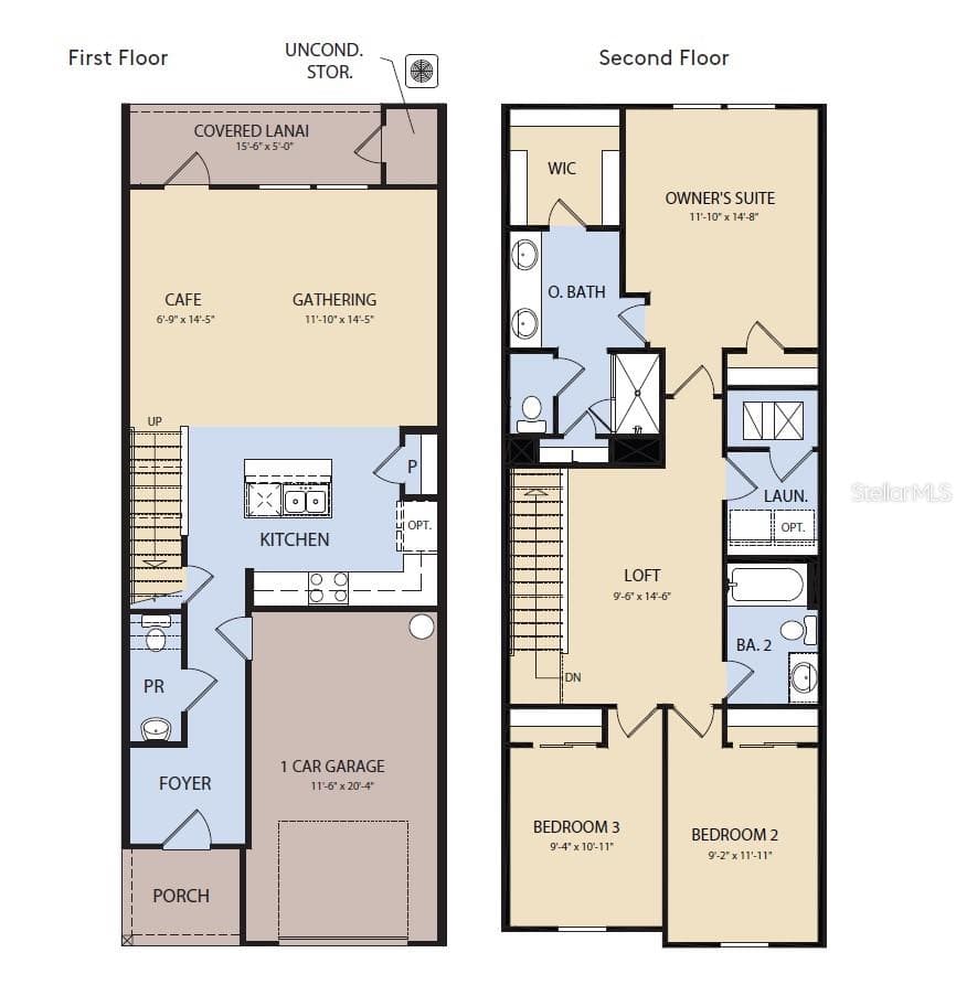 Floor Plan - Floor One and Floor Two - 2097 RIVERLEAF ROAD, DELAND