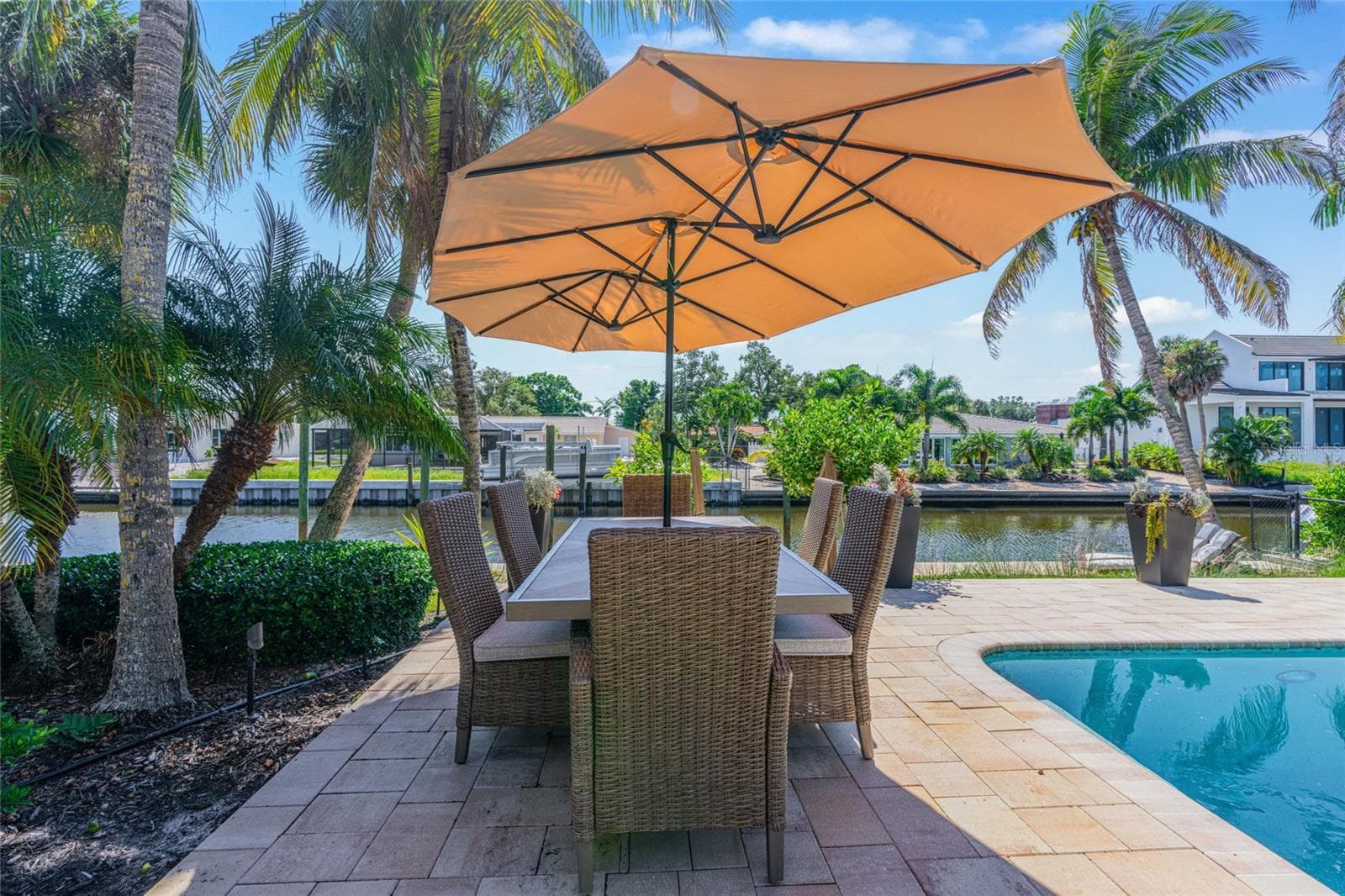 Outdoor Kitchen Twilight, designed for everyday living and easy entertaining. - 5376 SHADOW LAWN DR, SARASOTA