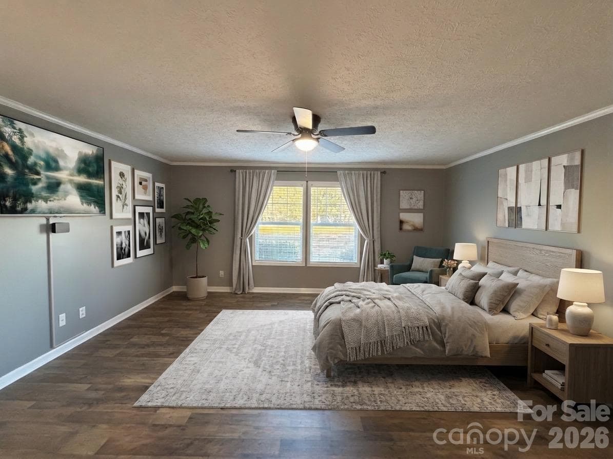 Primary Bedroom Virtually Staged - 213 Big Oak Road, Hendersonville