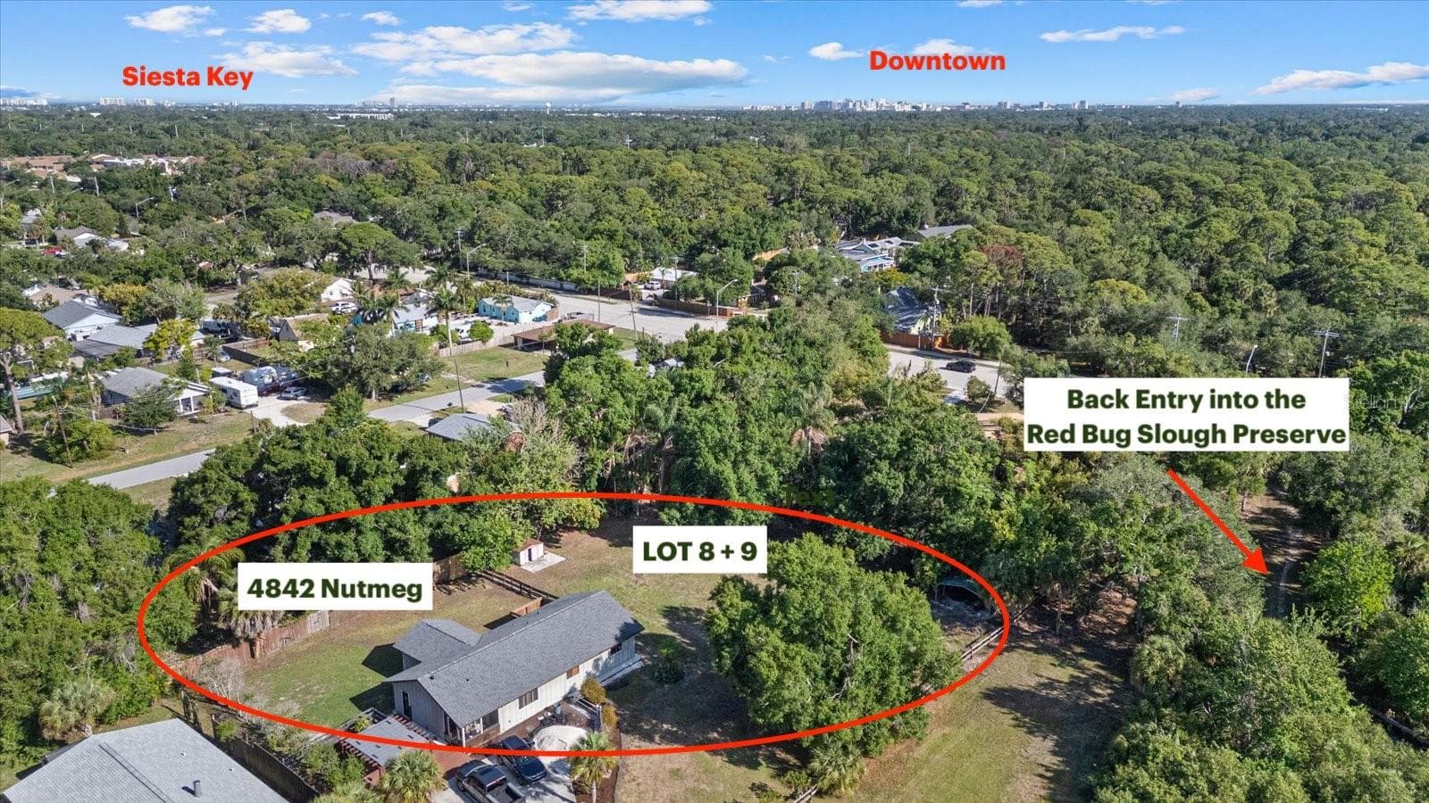 Property is Adjacent to the Red Bug Slough Preserve - 4842 + LOT 8 & 9 NUTMEG AVE, SARASOTA