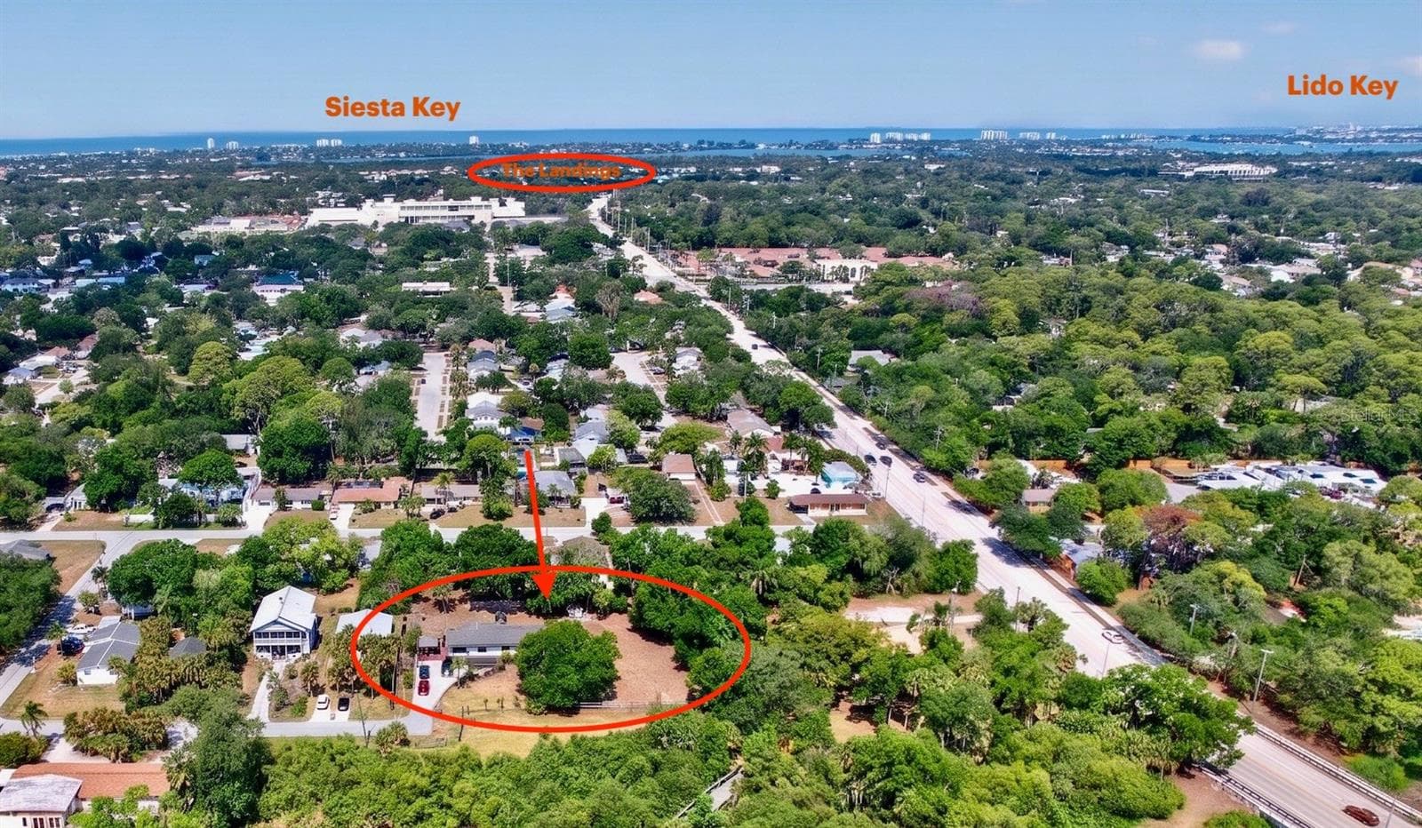 Aerial2 = 4 LOTS / 27,600 SqFt - 4842 + LOT 8 & 9 NUTMEG AVE, SARASOTA