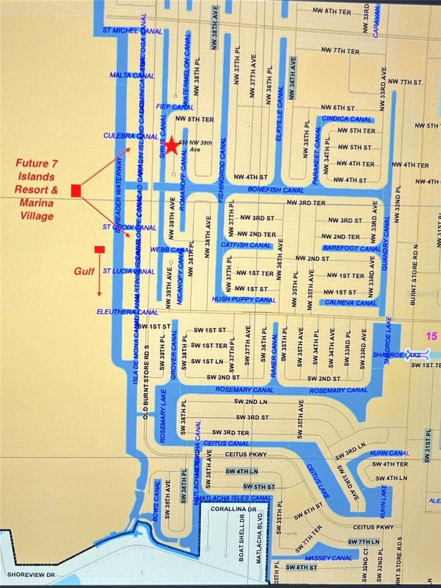 Future Seven Island Project map - 430 NW 39TH AVE, CAPE CORAL