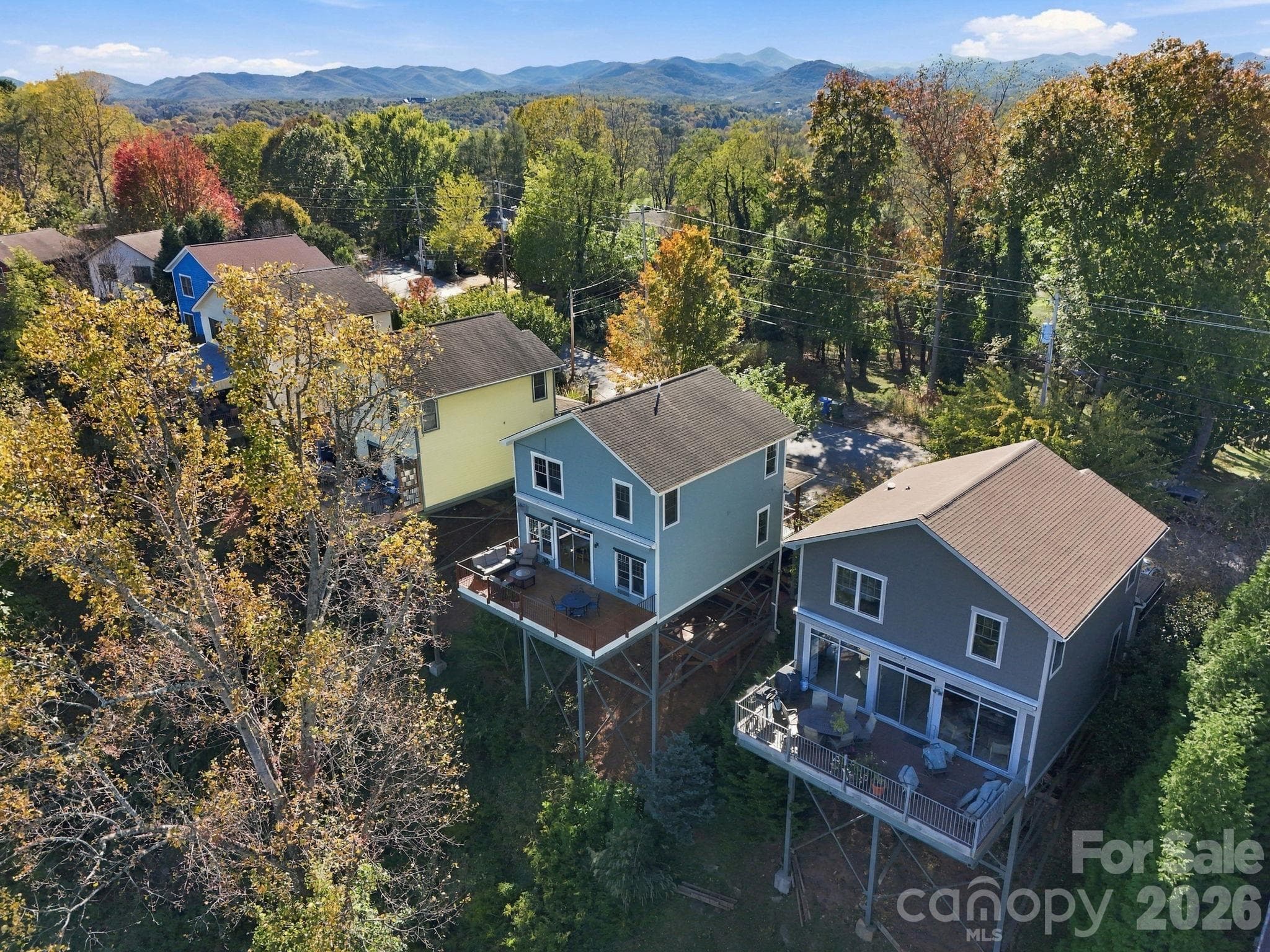 Additional aerial drone photo (rear of the house) - 272 Riverview Drive, Asheville