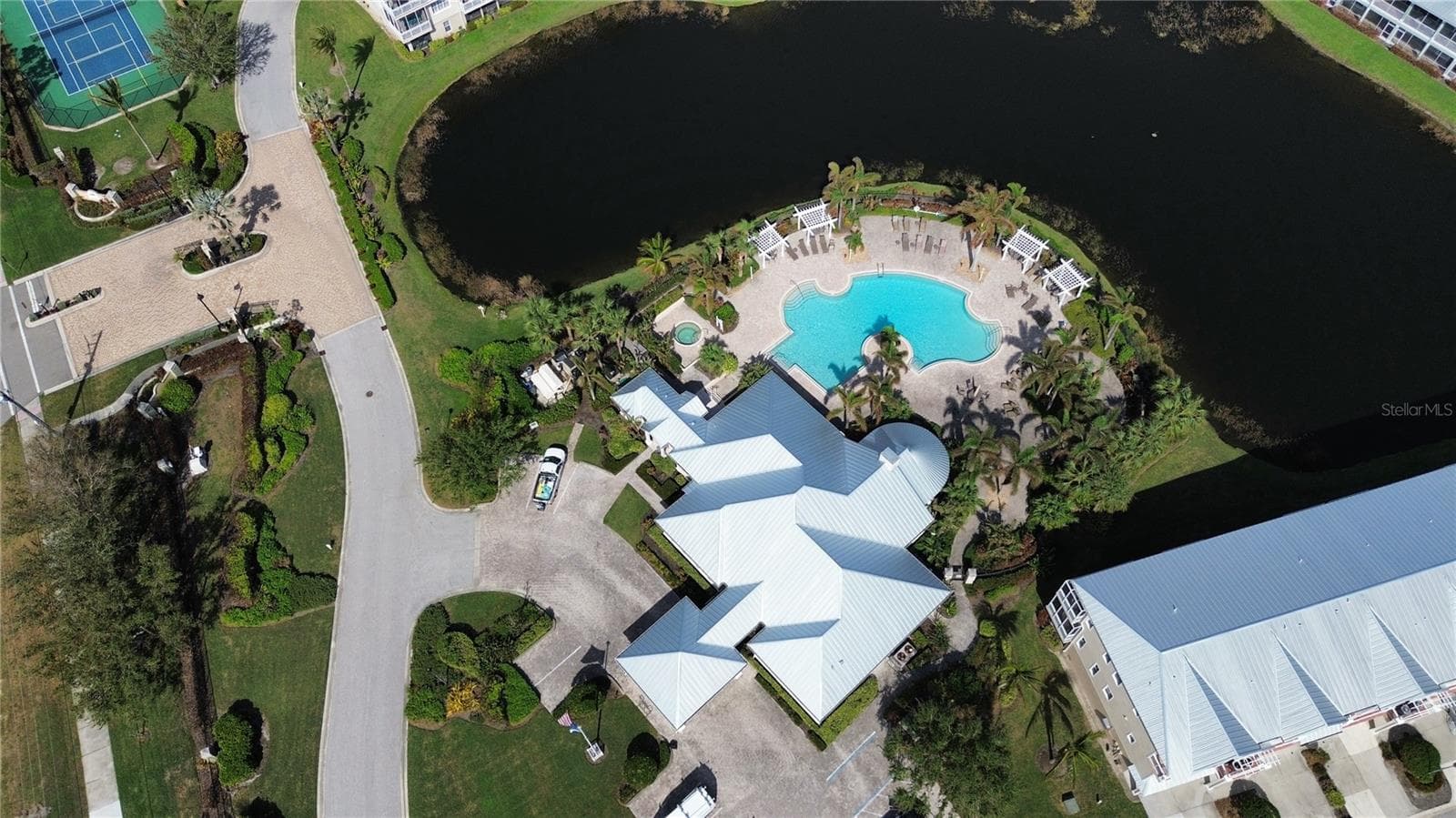 Aerial of clubhouse and pool - 10320 LANDS END CIR #47, PLACIDA