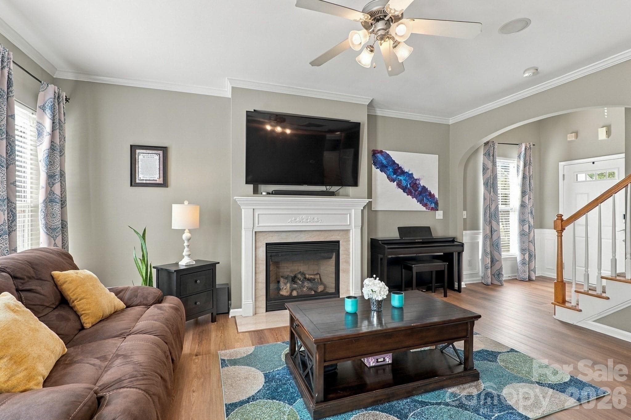 Living Room with Gas Fireplace - 558 Sugar Tree Drive, Rock Hill