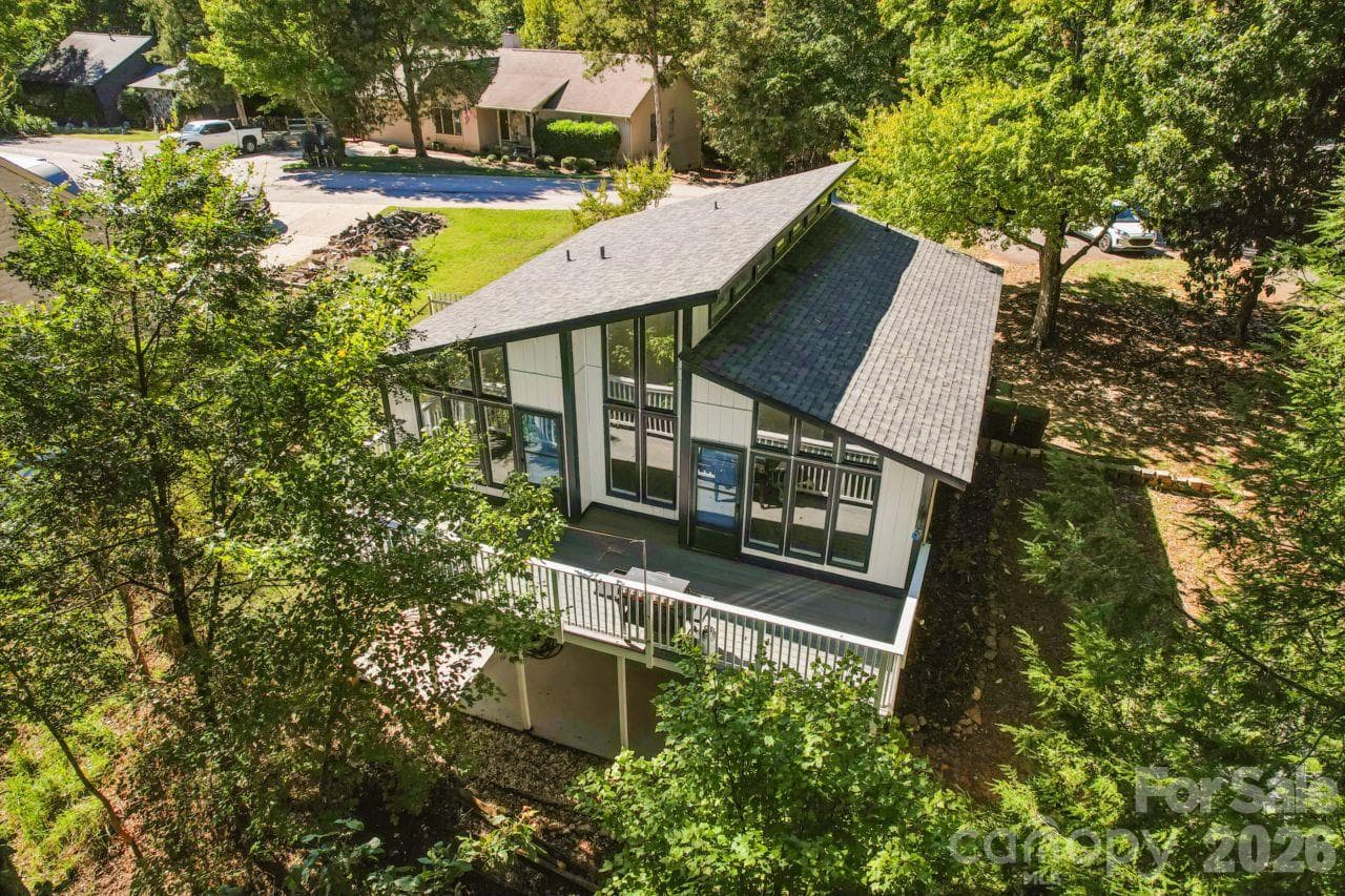 Aerial view of back w/ dual porches - 3106 Point Clear Drive, Tega Cay
