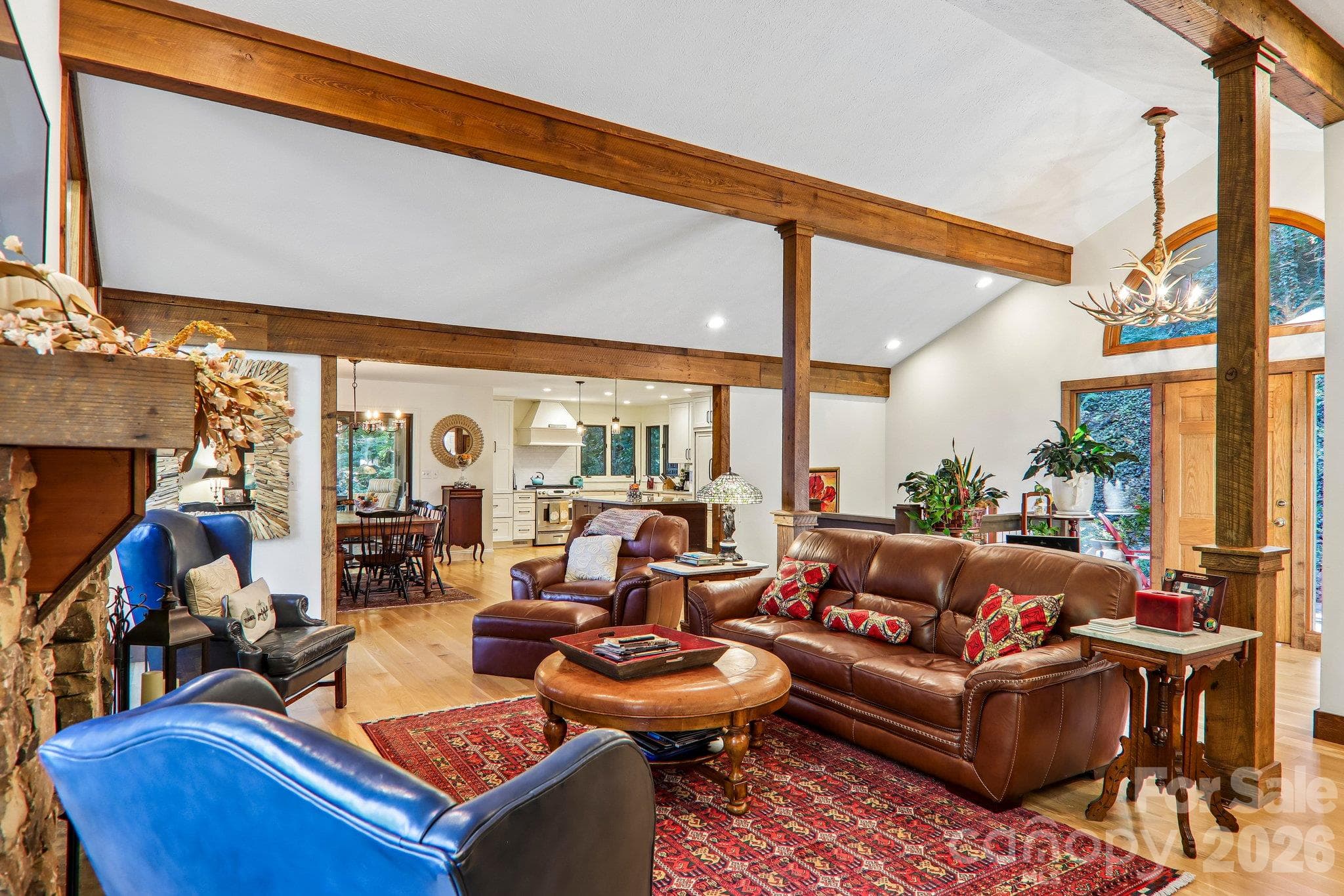 Living room view showing the dining area. - 212 Pheasant Run, Hendersonville