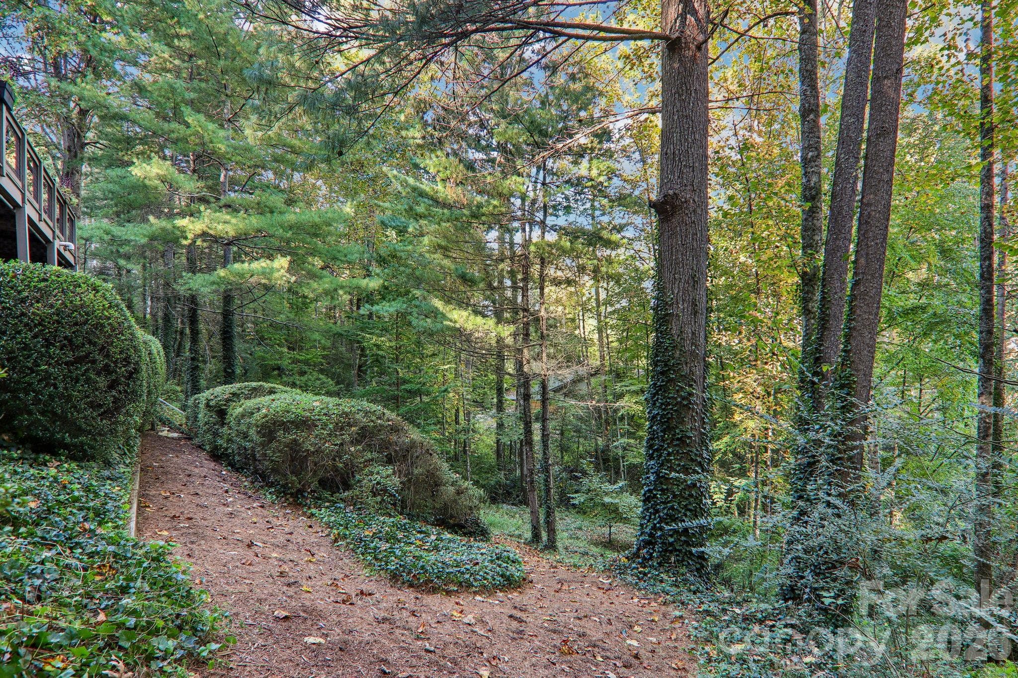 Natural wooded landscape for easy care. - 212 Pheasant Run, Hendersonville