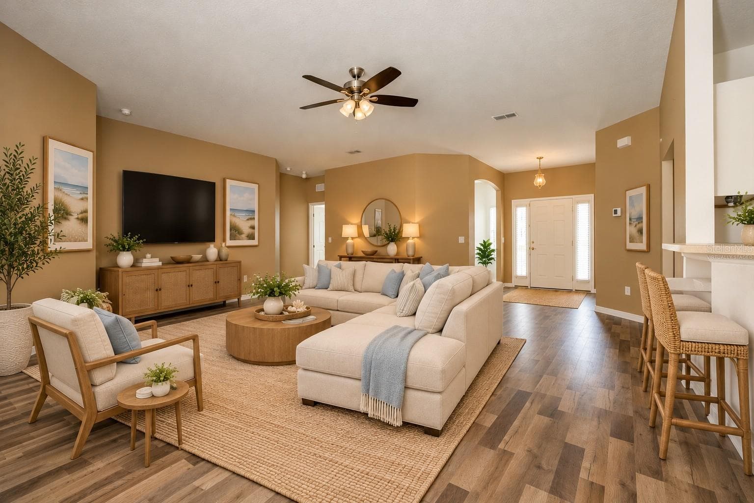 Virtually Staged Living Room 1st design - 46 LLAMA TRL, PALM COAST