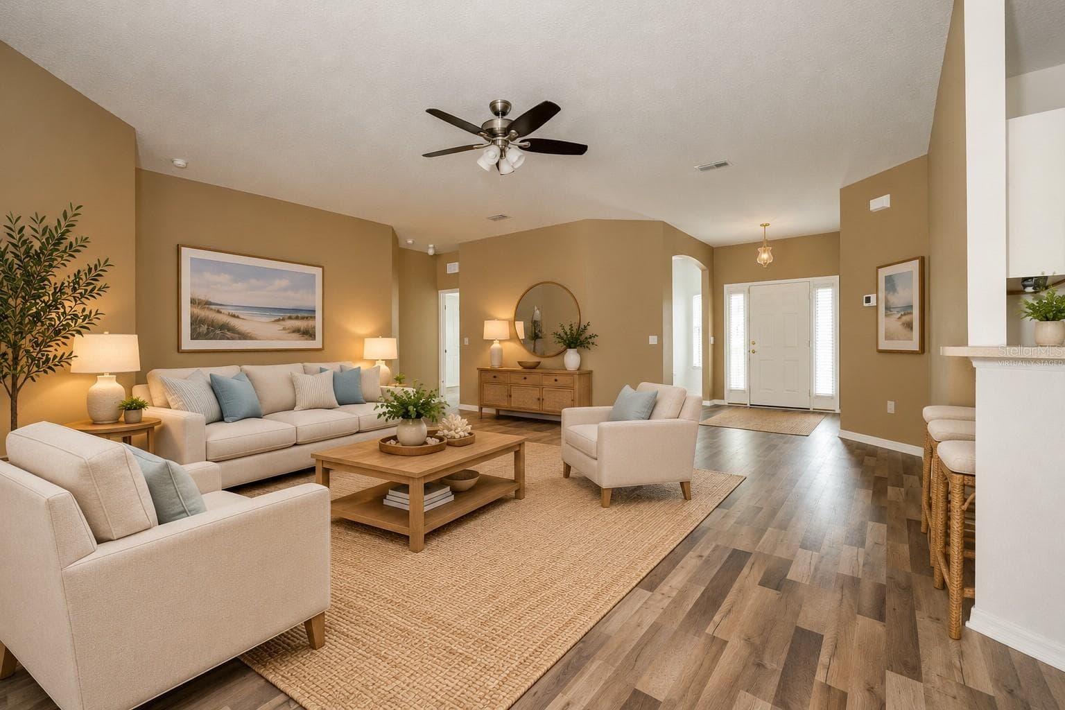 Virtually Staged Living Room 2nd Design - 46 LLAMA TRL, PALM COAST