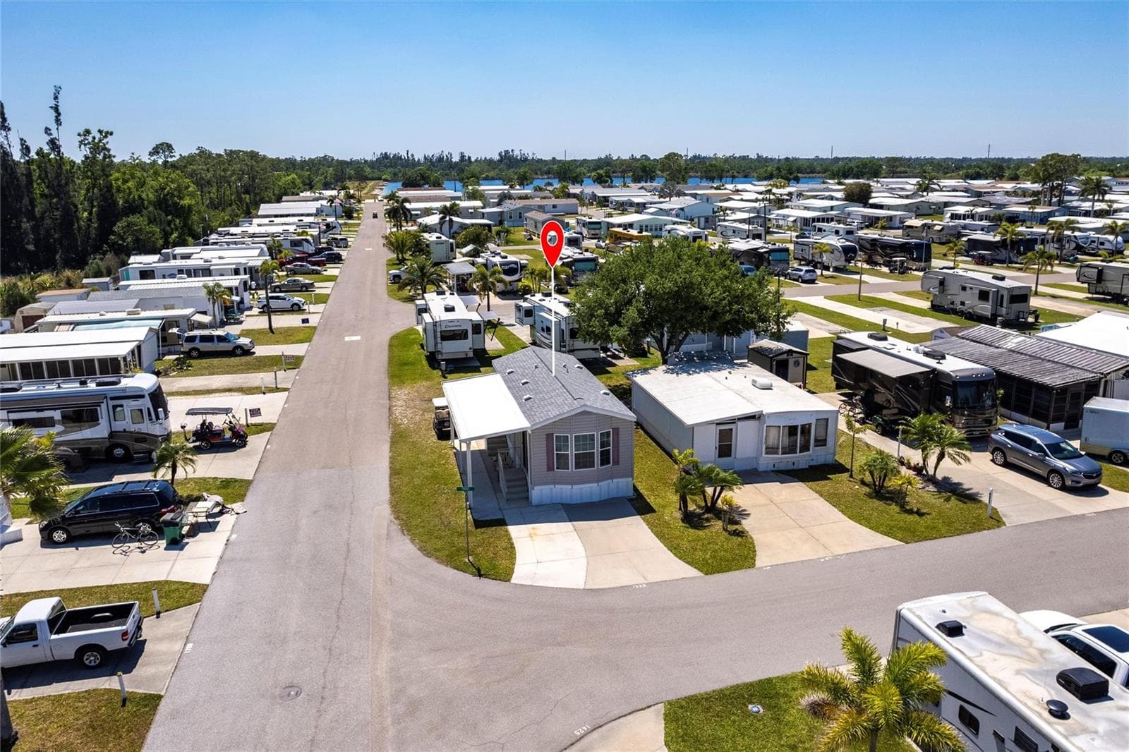 Aerial of home at end of Trout street corner lot - 1329 TROUT, PUNTA GORDA