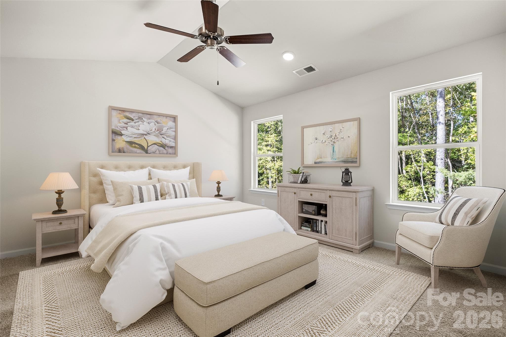 Primary suite with vaulted ceiling, virtually staged - 1699 Evans Drive, Lancaster