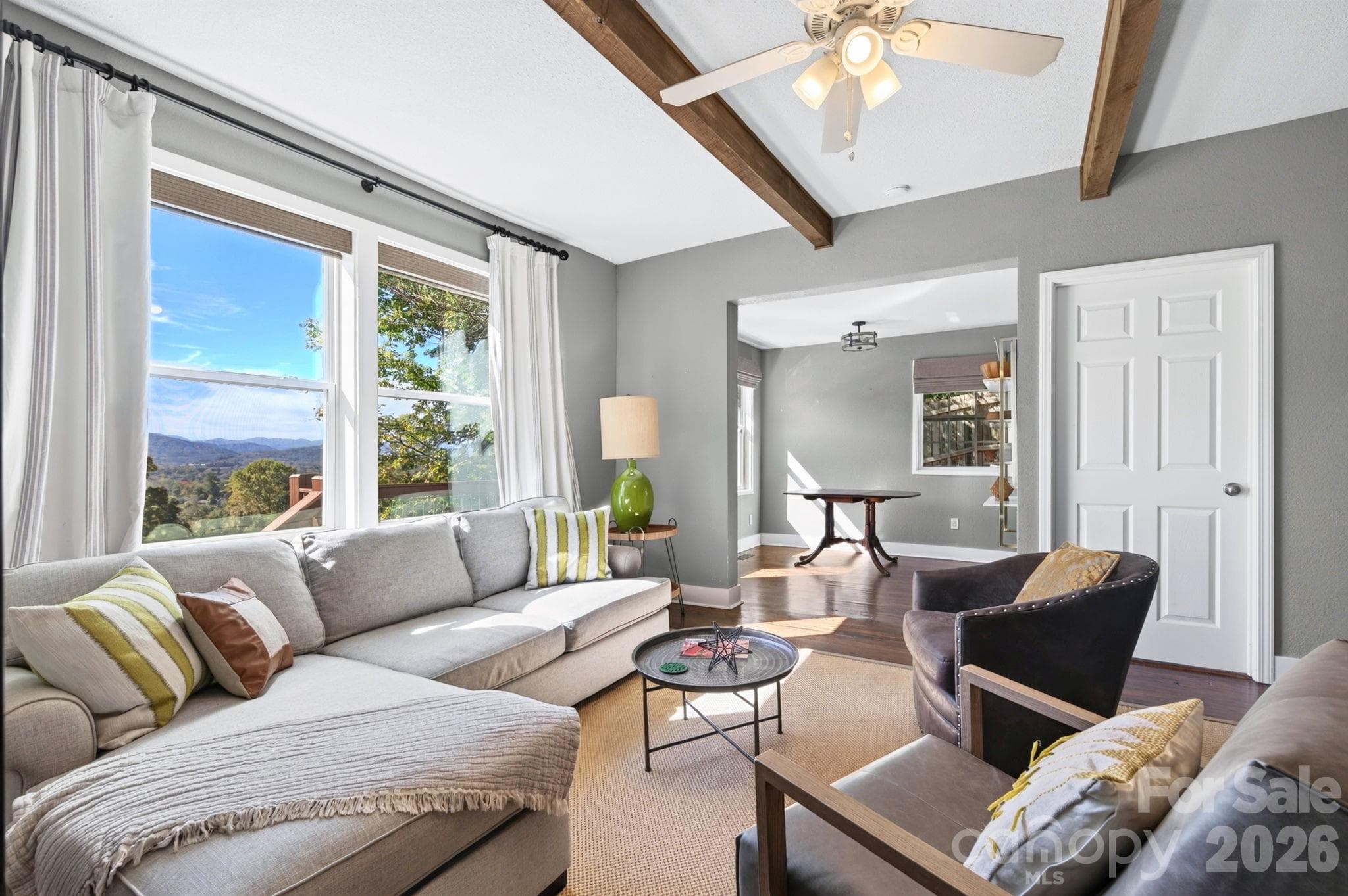 Living room from back of home.  Big picture window with great view - 2 Skyview Place, Asheville