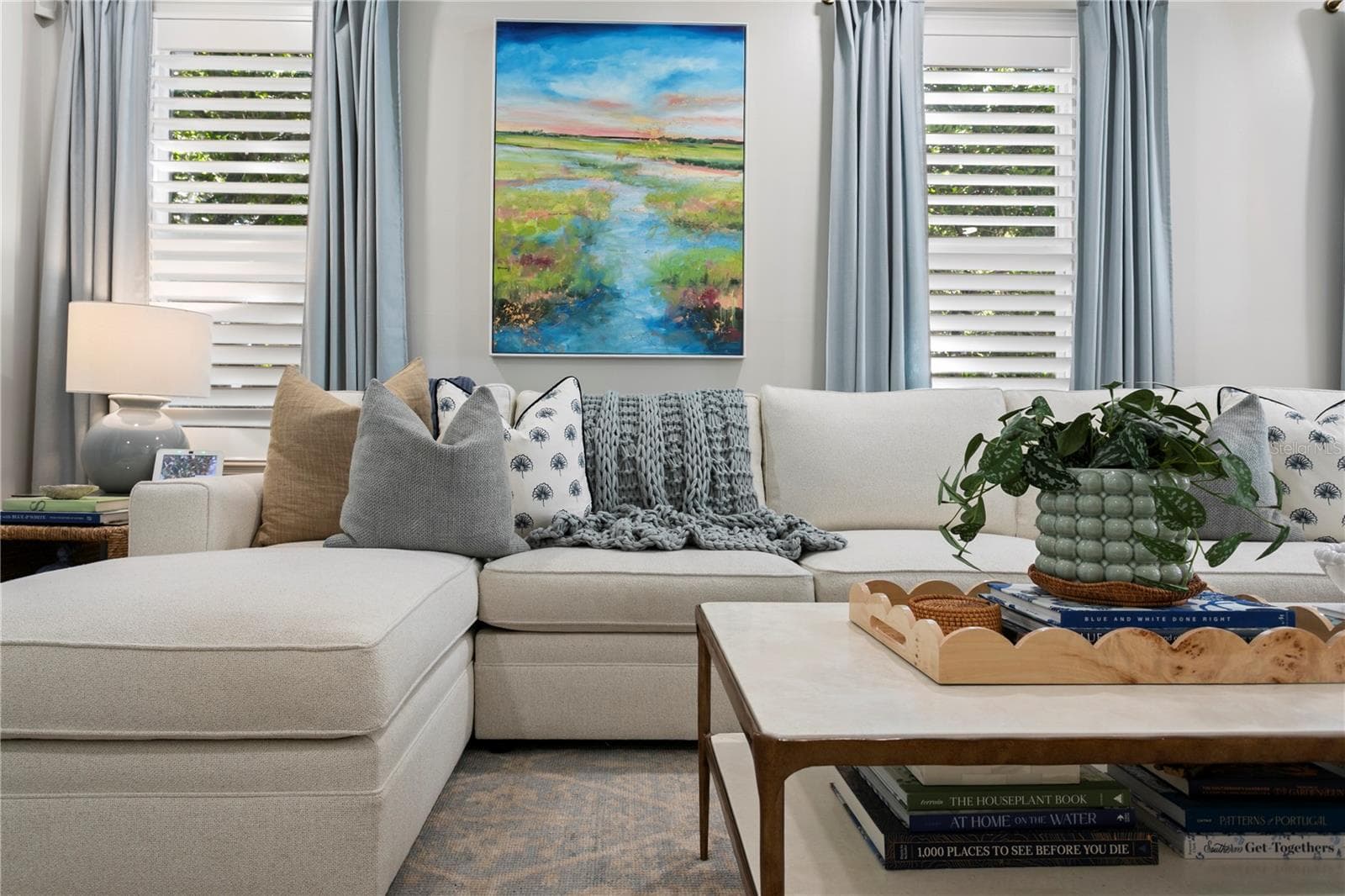 Layered window treatments with shutters and drapery - 913 S BRUCE ST, TAMPA