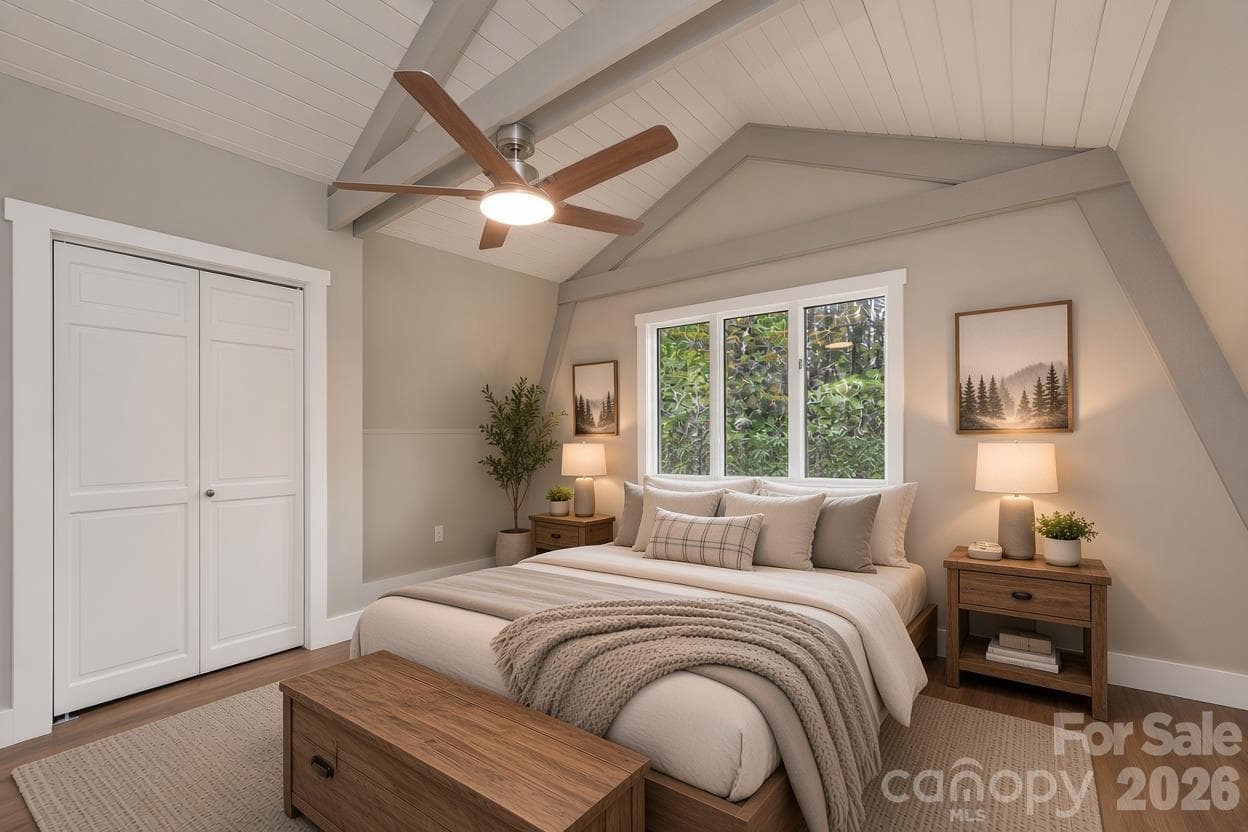 Virtually Staged Upstairs Back Bedroom - 1152 Soquili Drive, Brevard